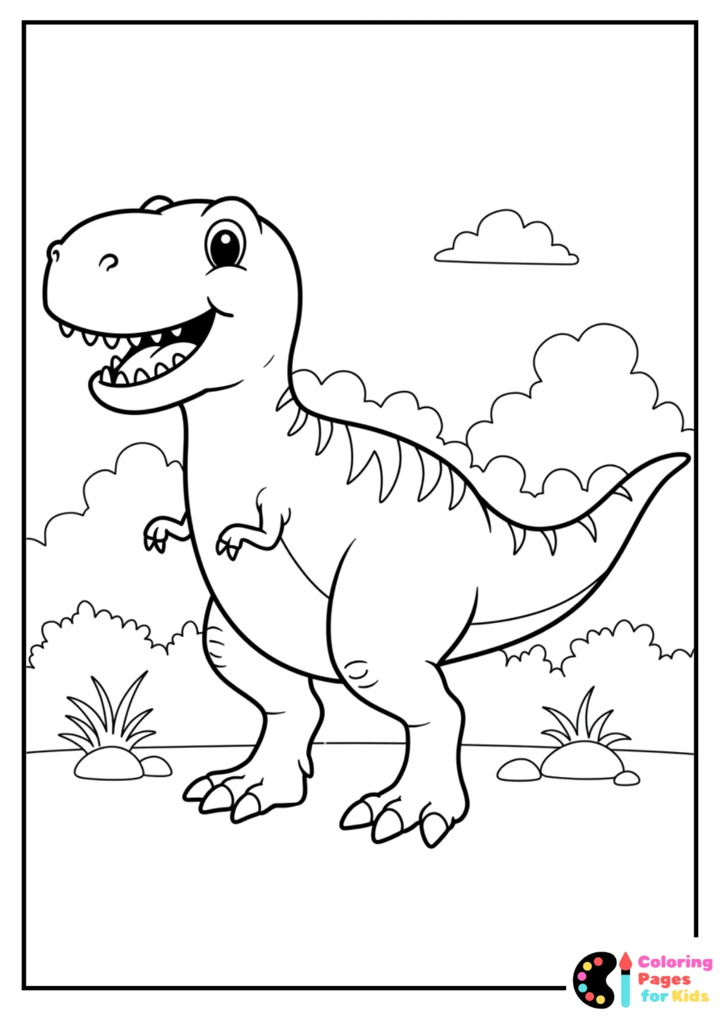 t-rex with small arms coloring page