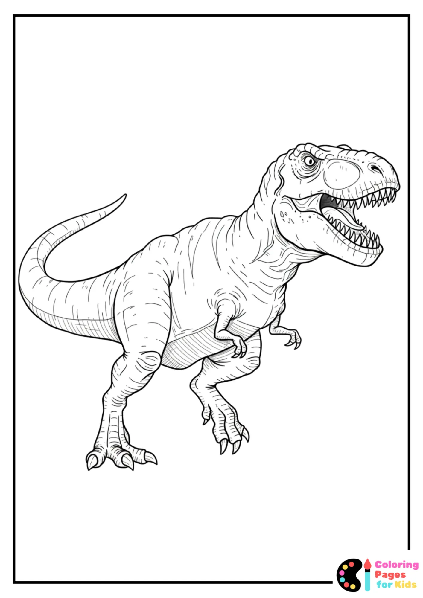 t-rex with teeth and claws coloring page