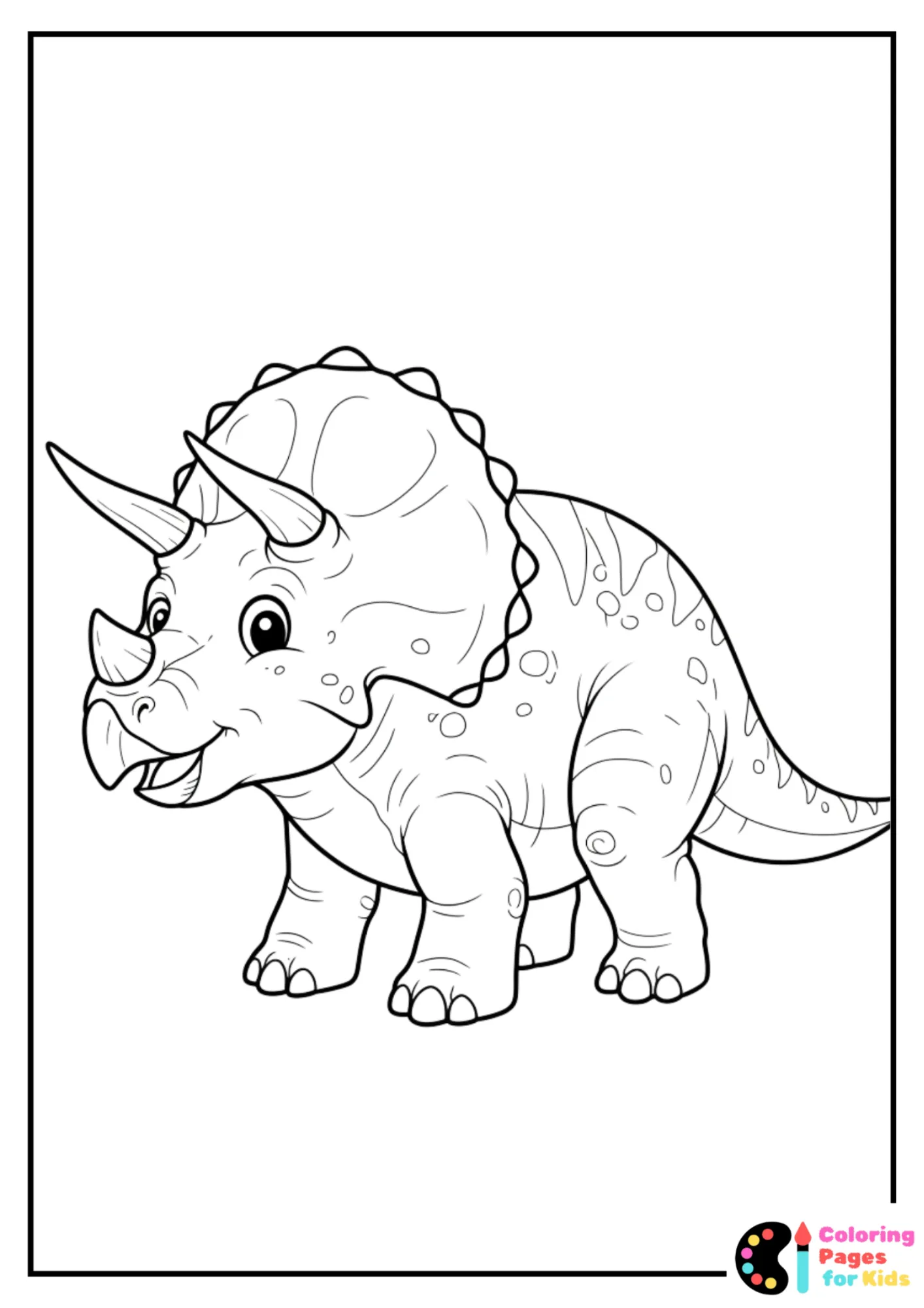 three-horn triceratops coloring page