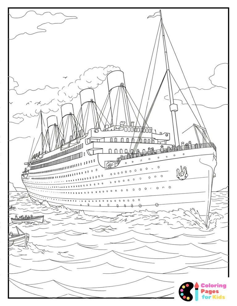 titanic at sea coloring page