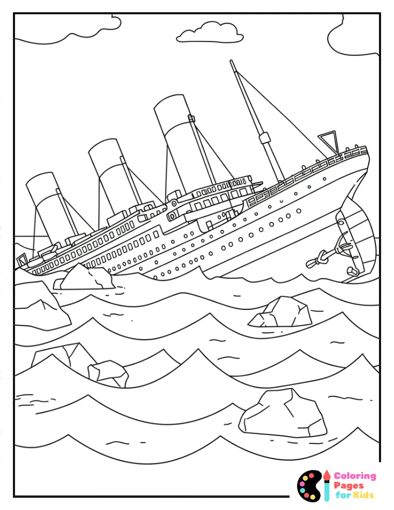 titanic bow sinking coloring page