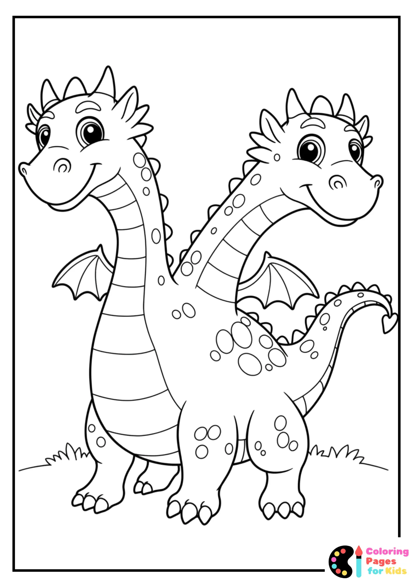 two-headed dragon coloring page