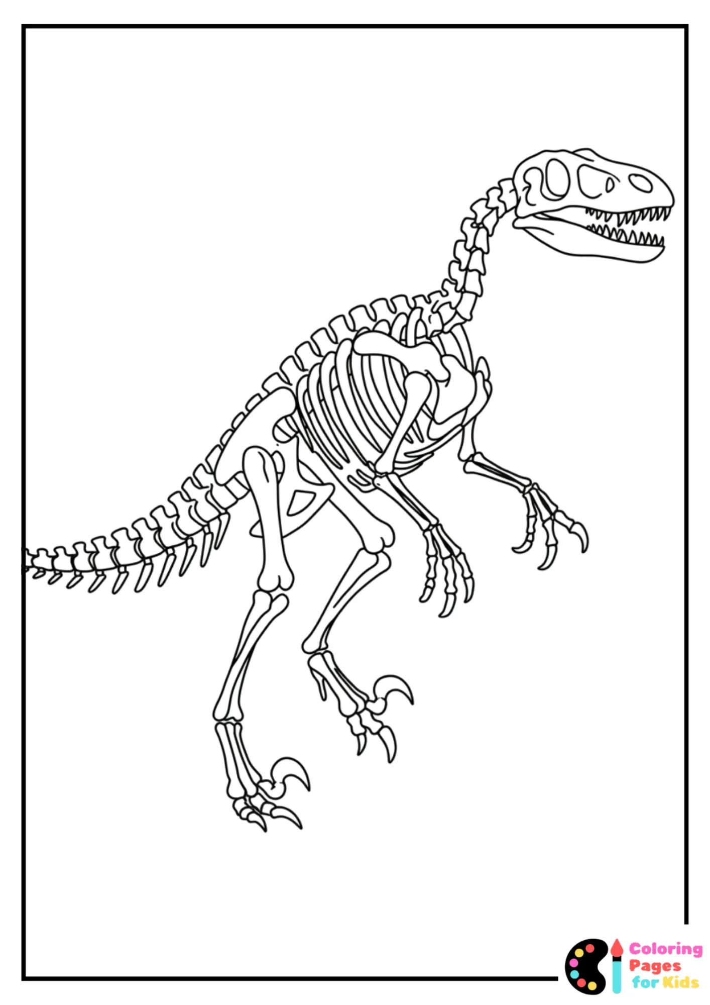 Velociraptor Coloring Pages for Kids (Free PDF Printable) 4 velociraptor skeleton coloring page