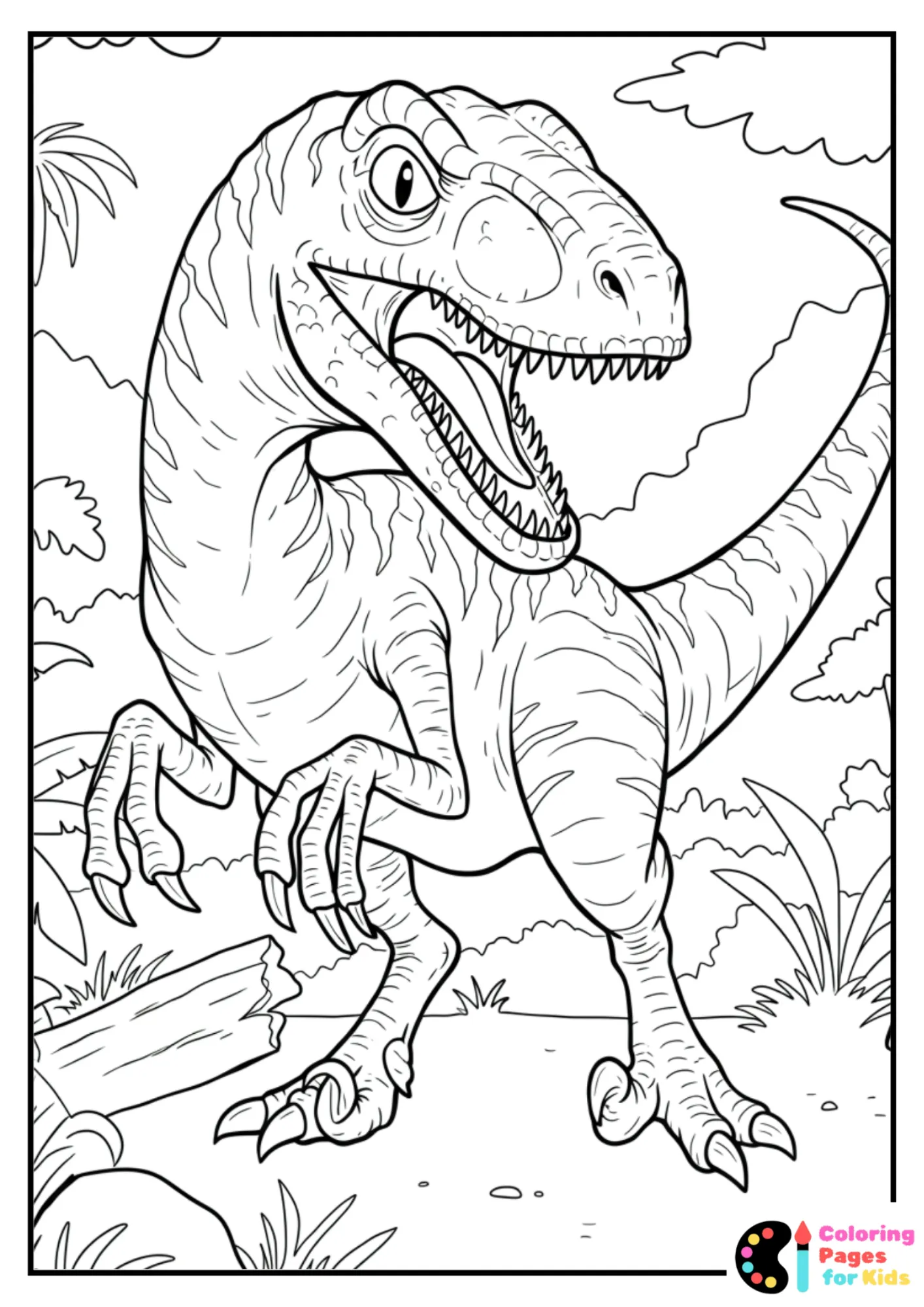 Velociraptor Coloring Pages for Kids (Free PDF Printable) 3 velociraptor with claws out coloring page