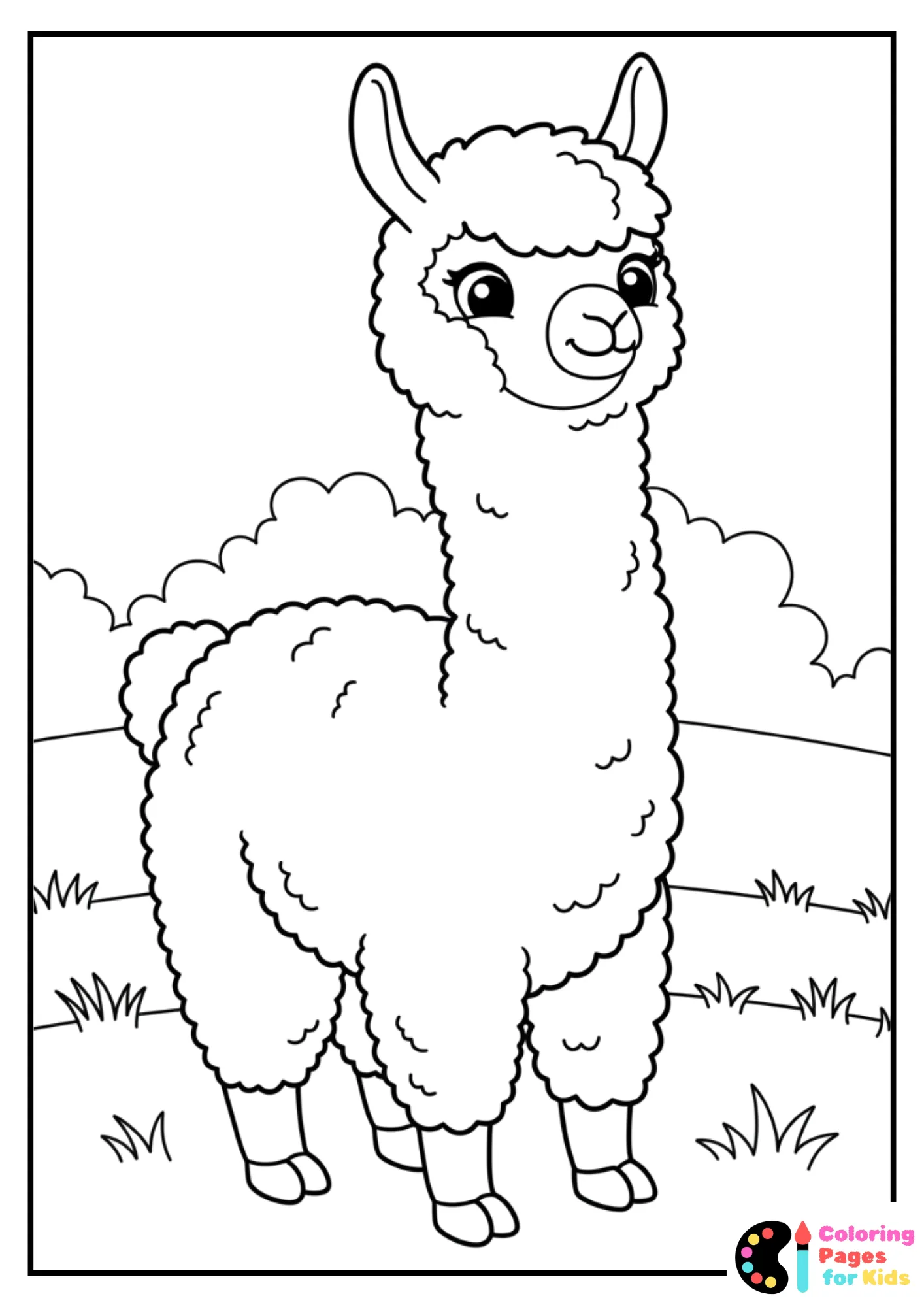 alpaca farm coloring page