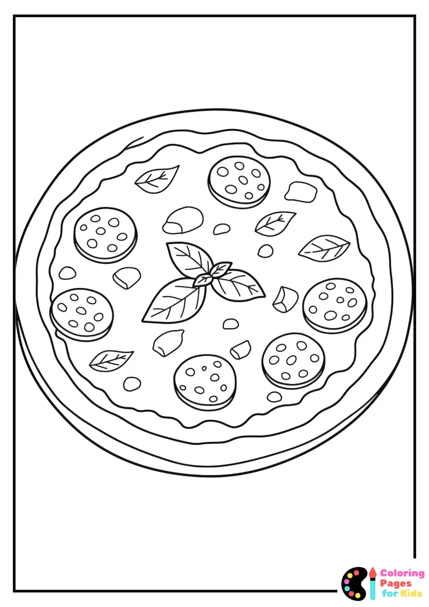 basil salami pizza coloring page