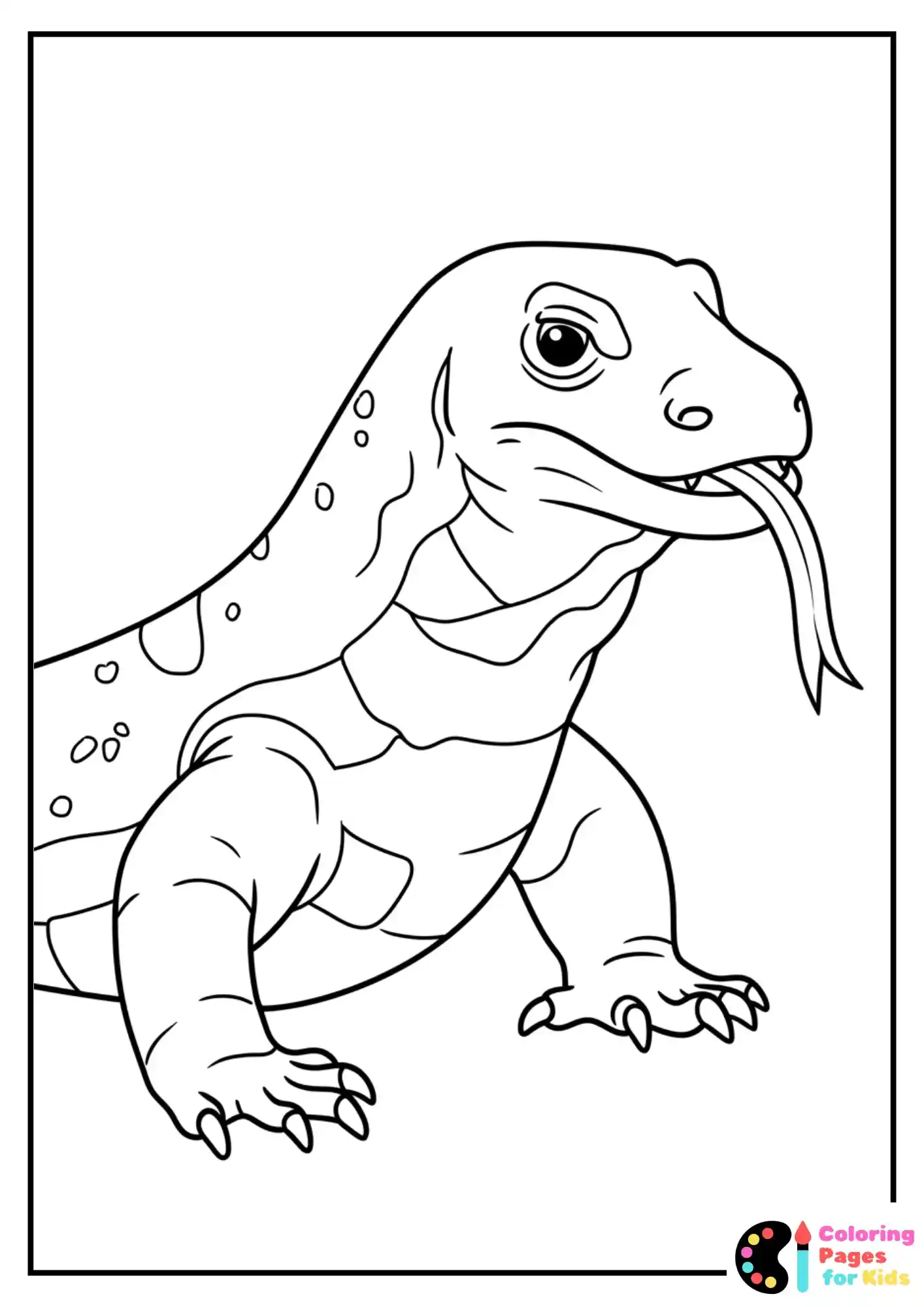 big komodo dragon with tongue out coloring sheet