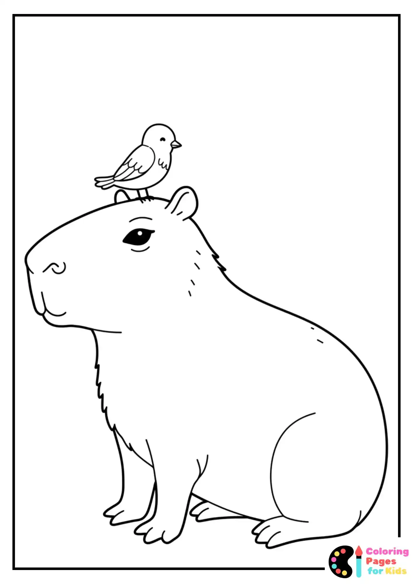 capybara with bird coloring sheet