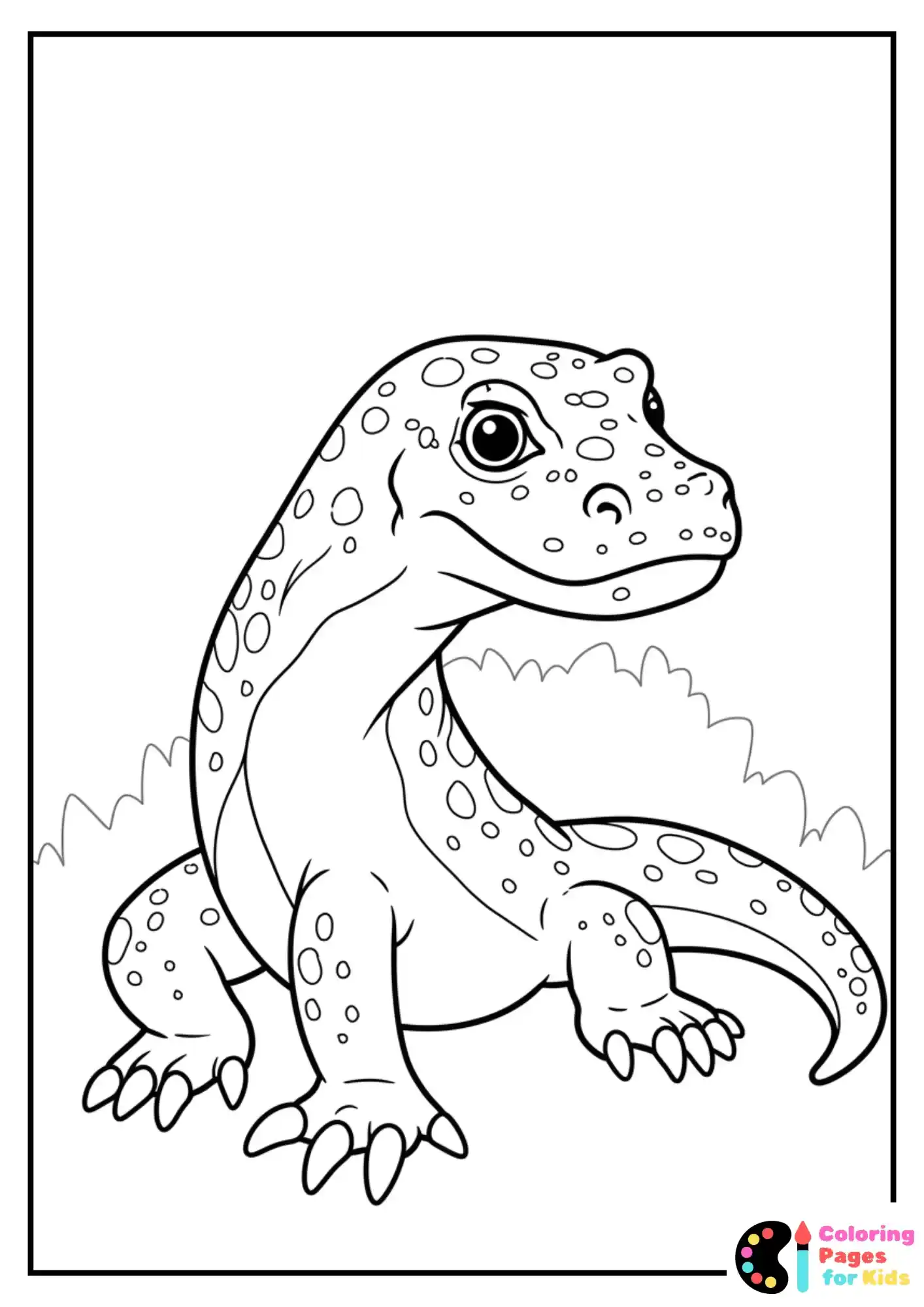 cartoon komodo dragon coloring page for kids