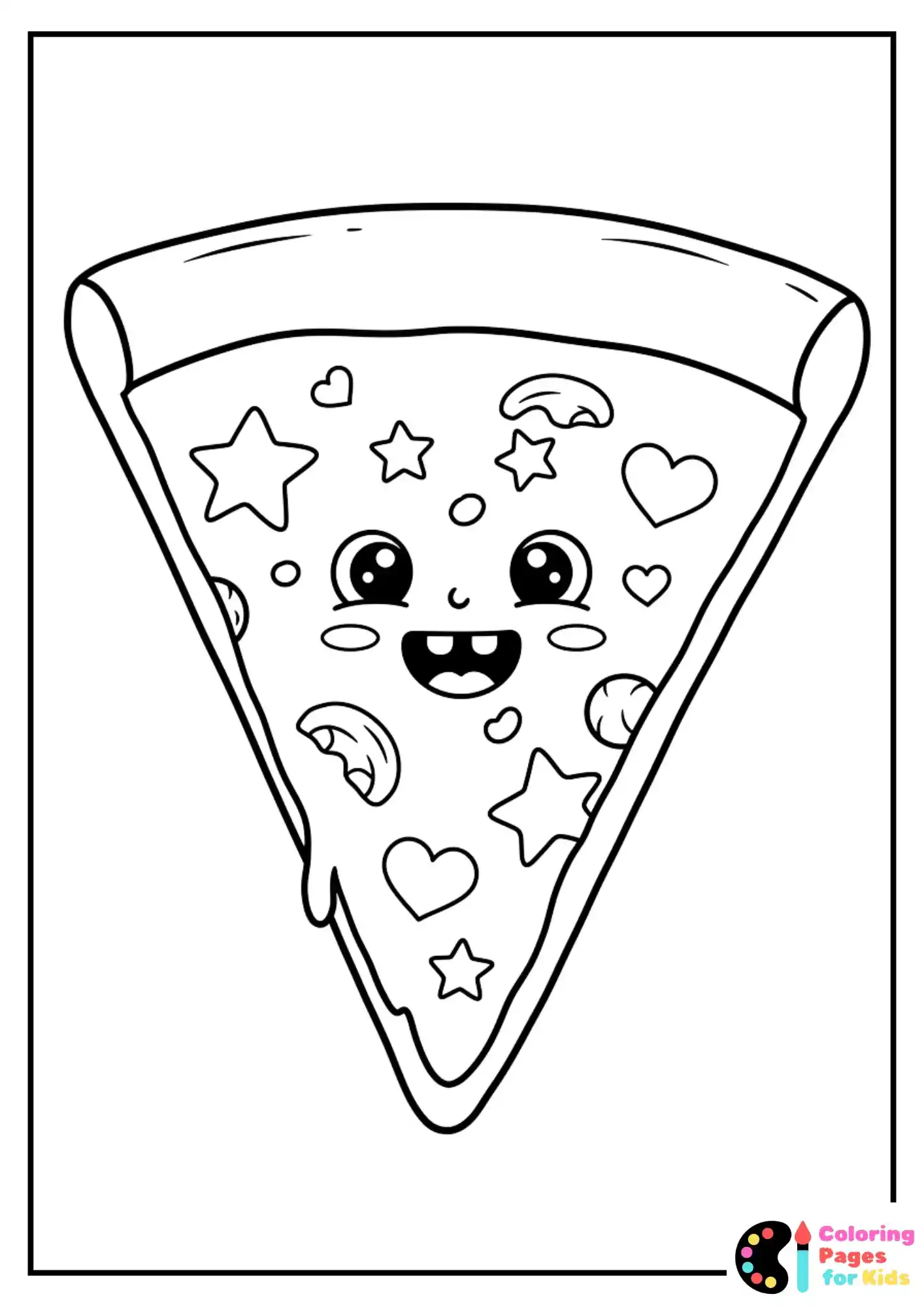 cartoon pizza slice coloring sheet