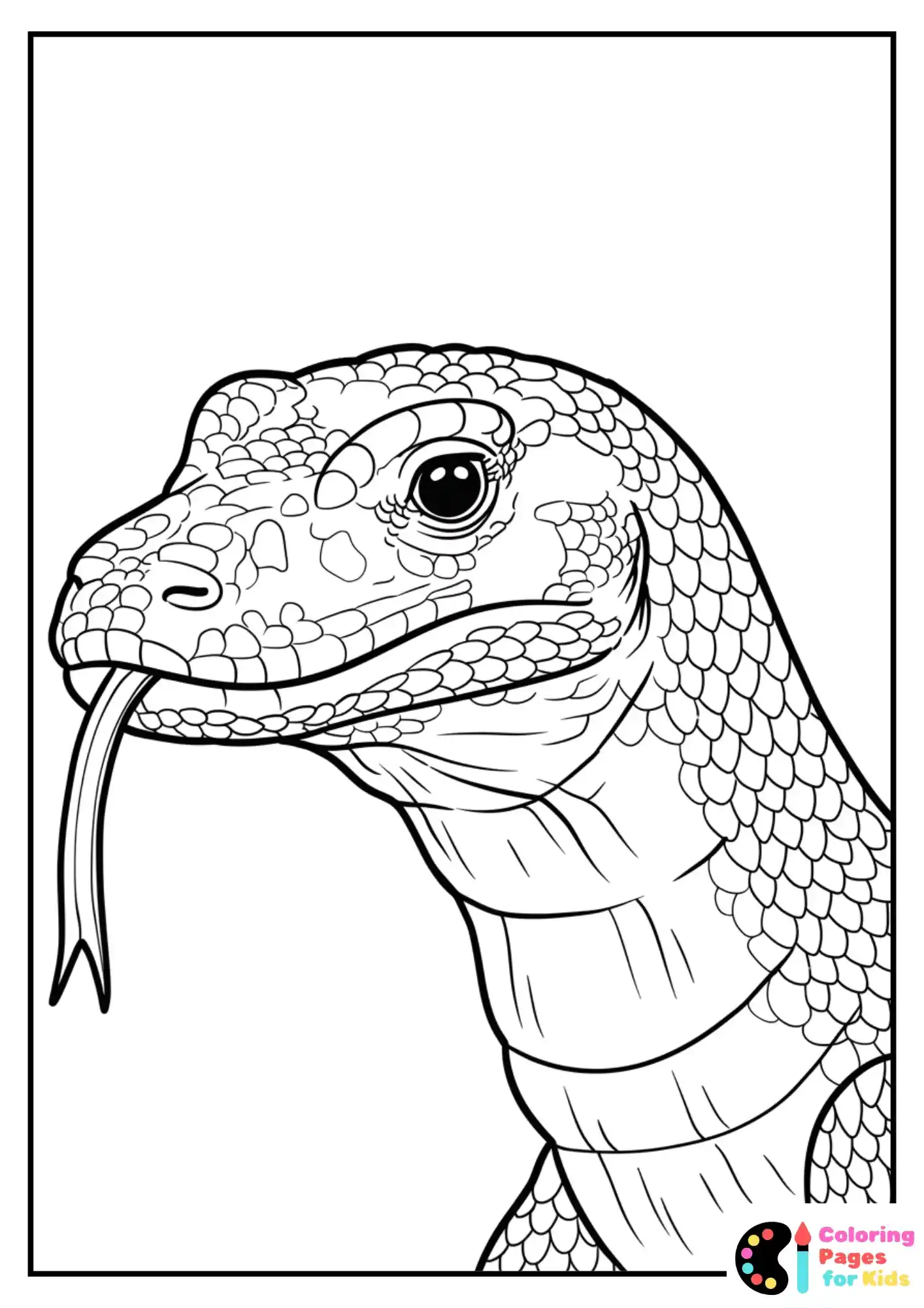 close up komodo dragon coloring sheet