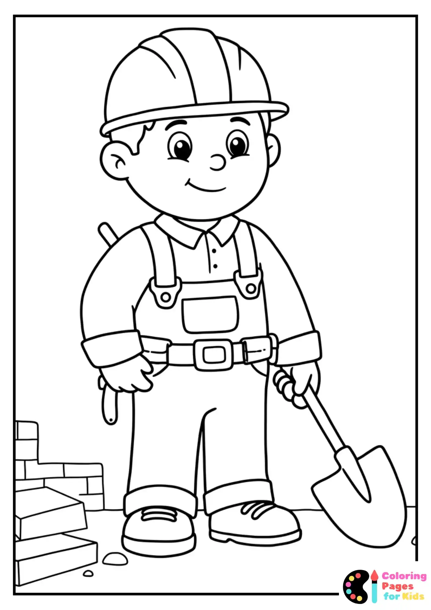 construction worker coloring sheet