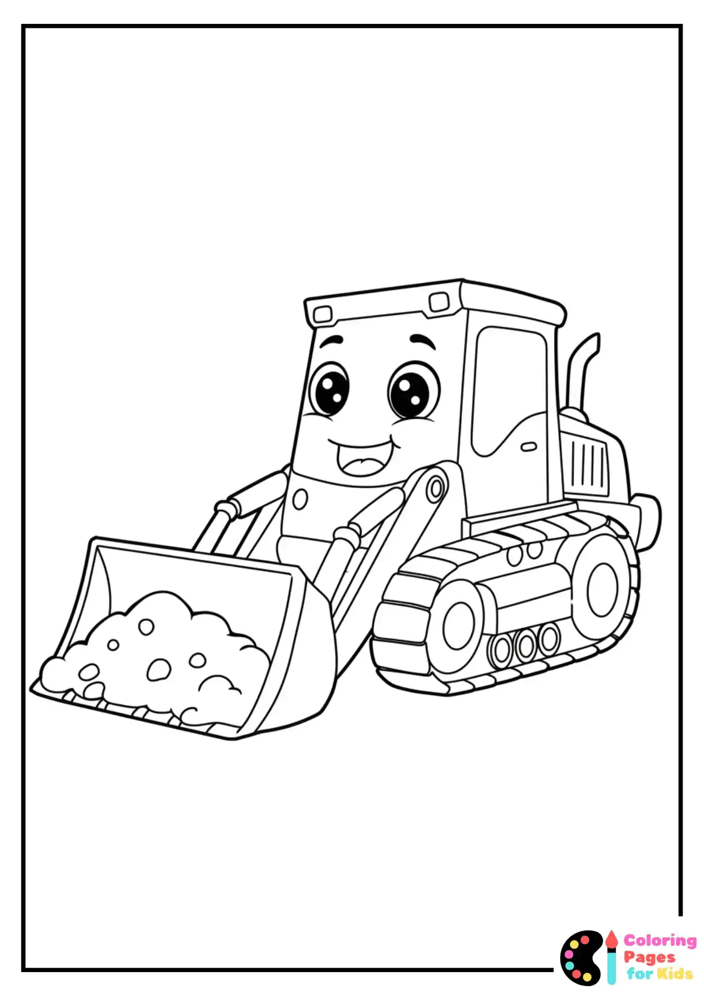 cute bulldozer coloring page