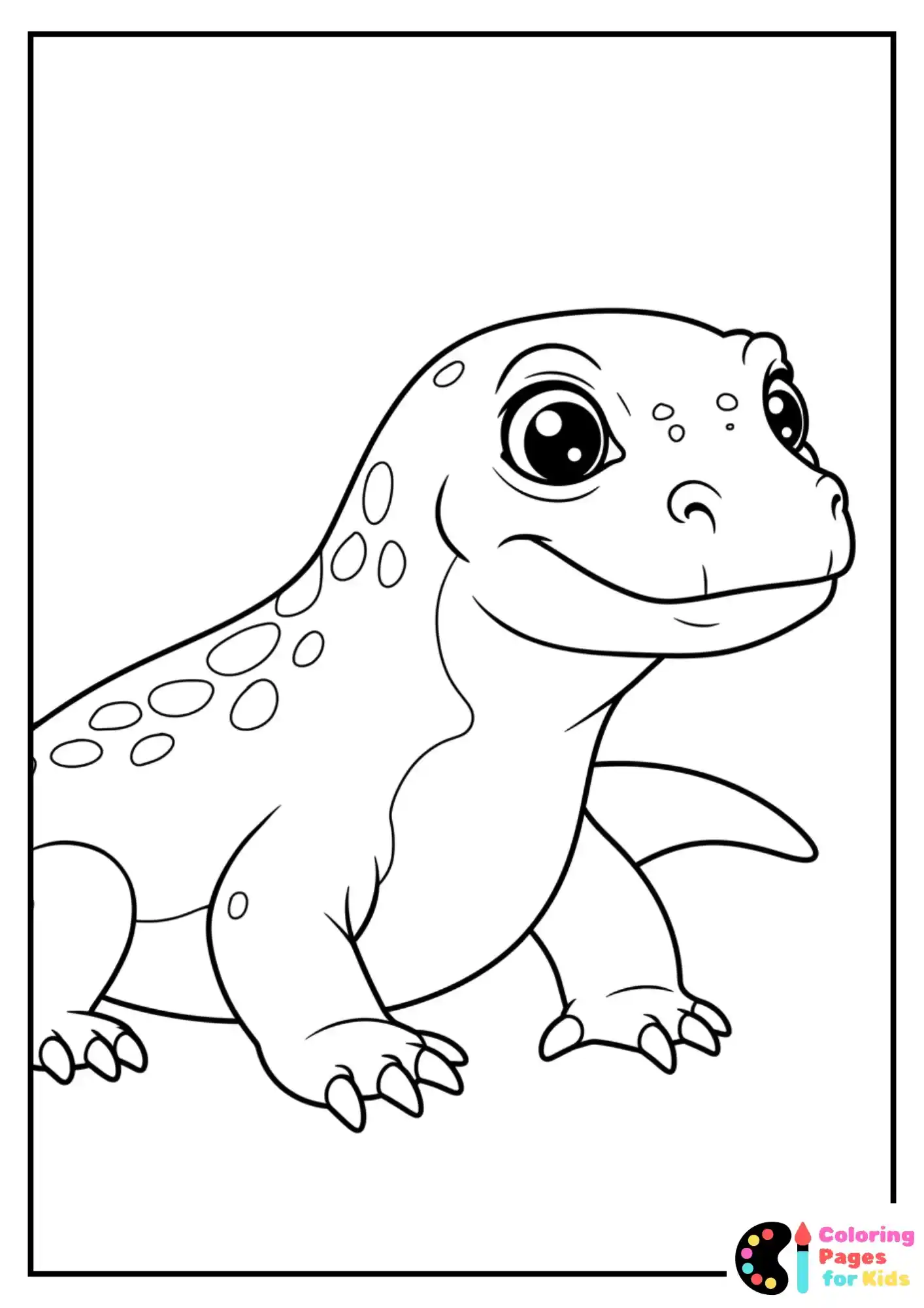 cute cartoon komodo dragon coloring sheet