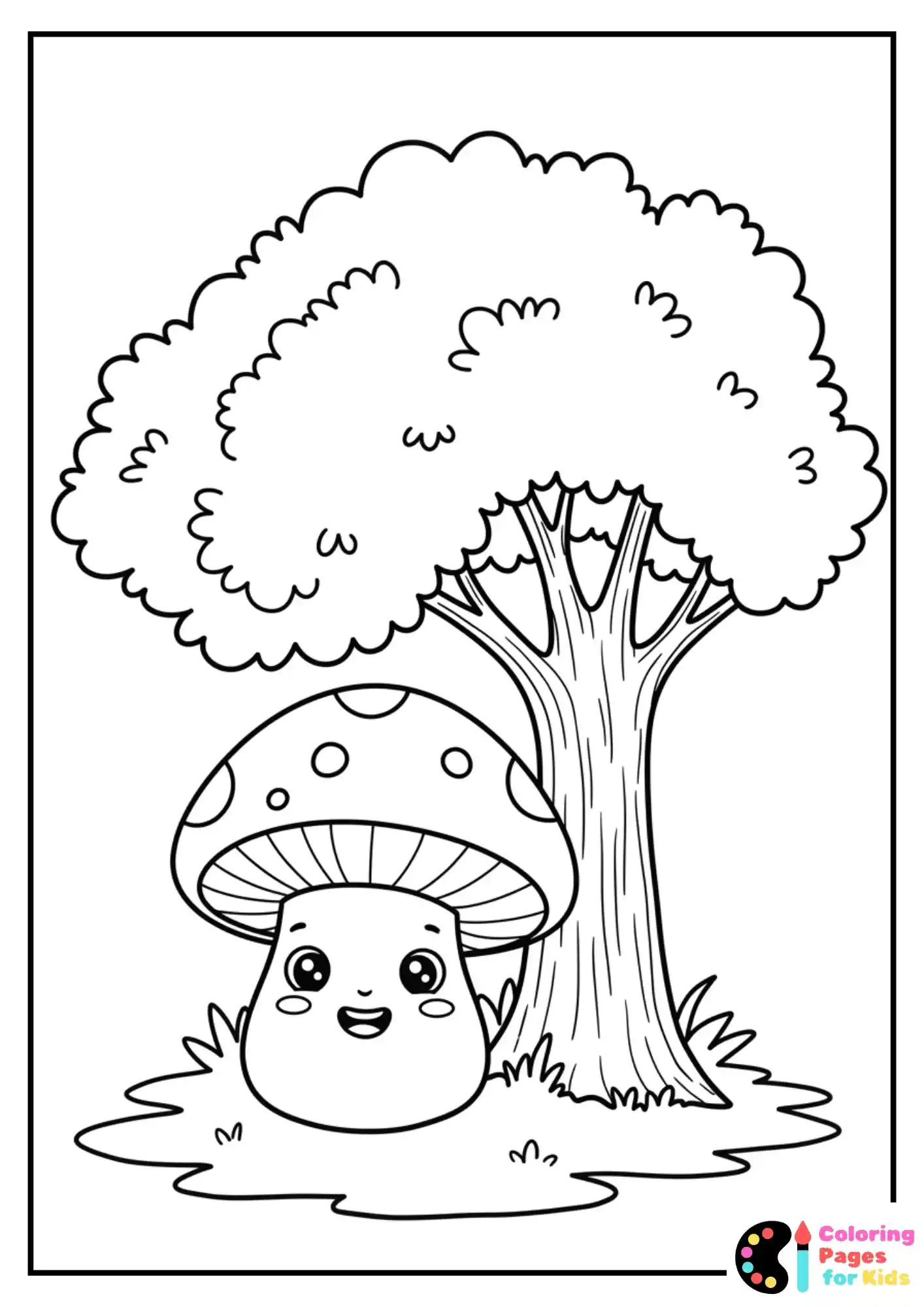 cute mushroom fantasy coloring sheet