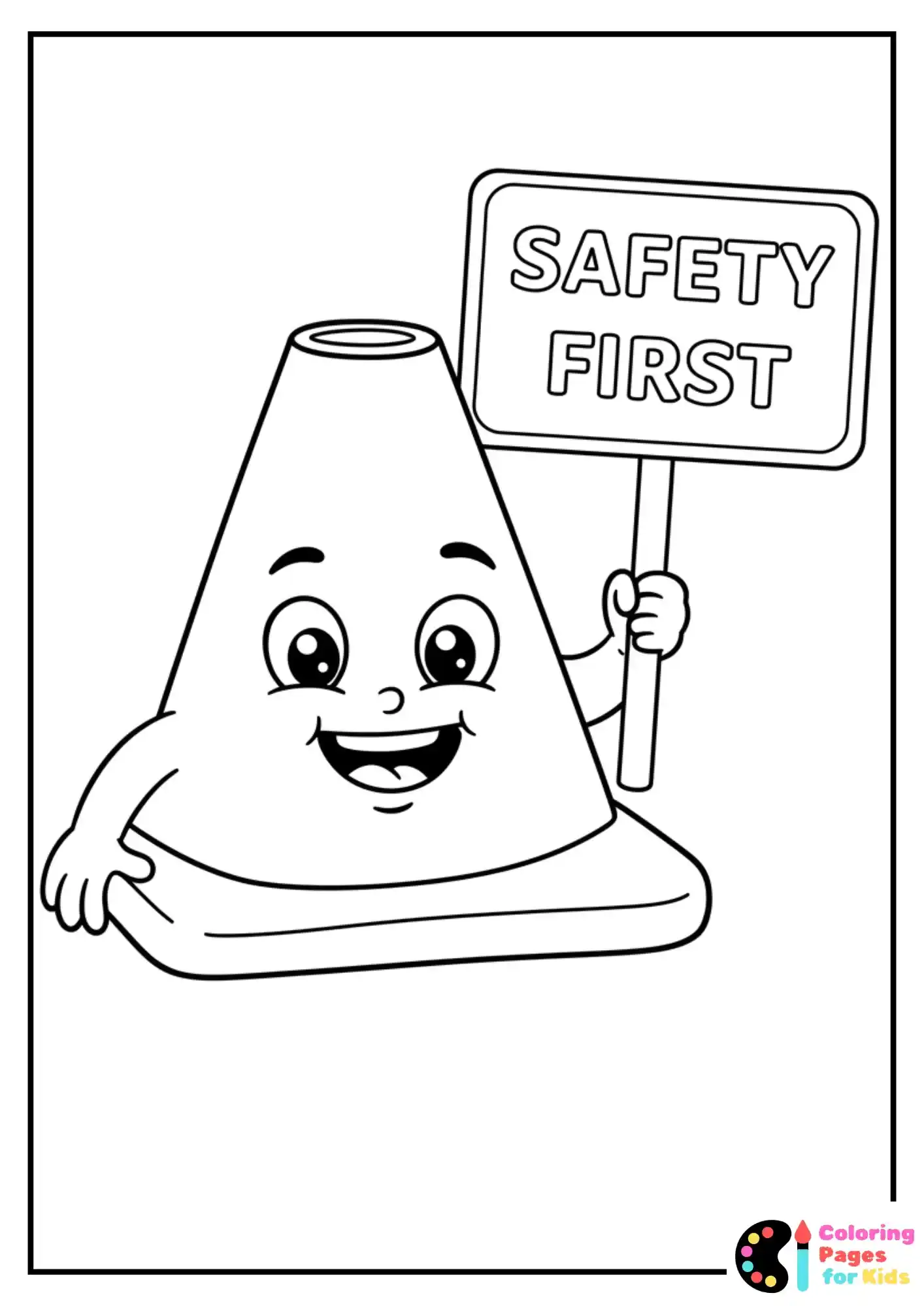 cute safety cone coloring sheet