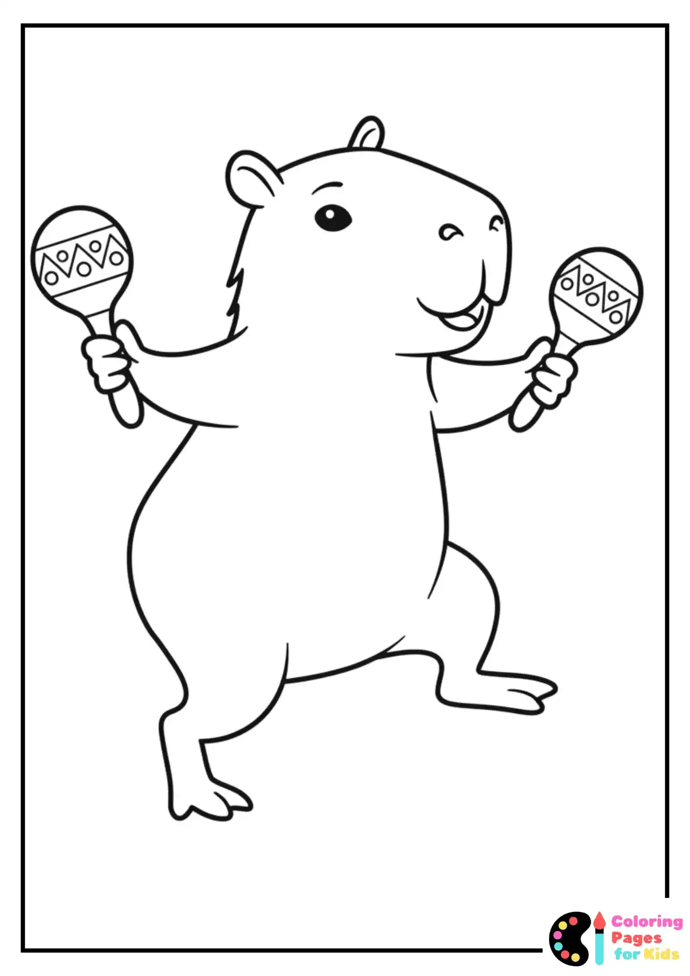dancing capybara coloring sheet