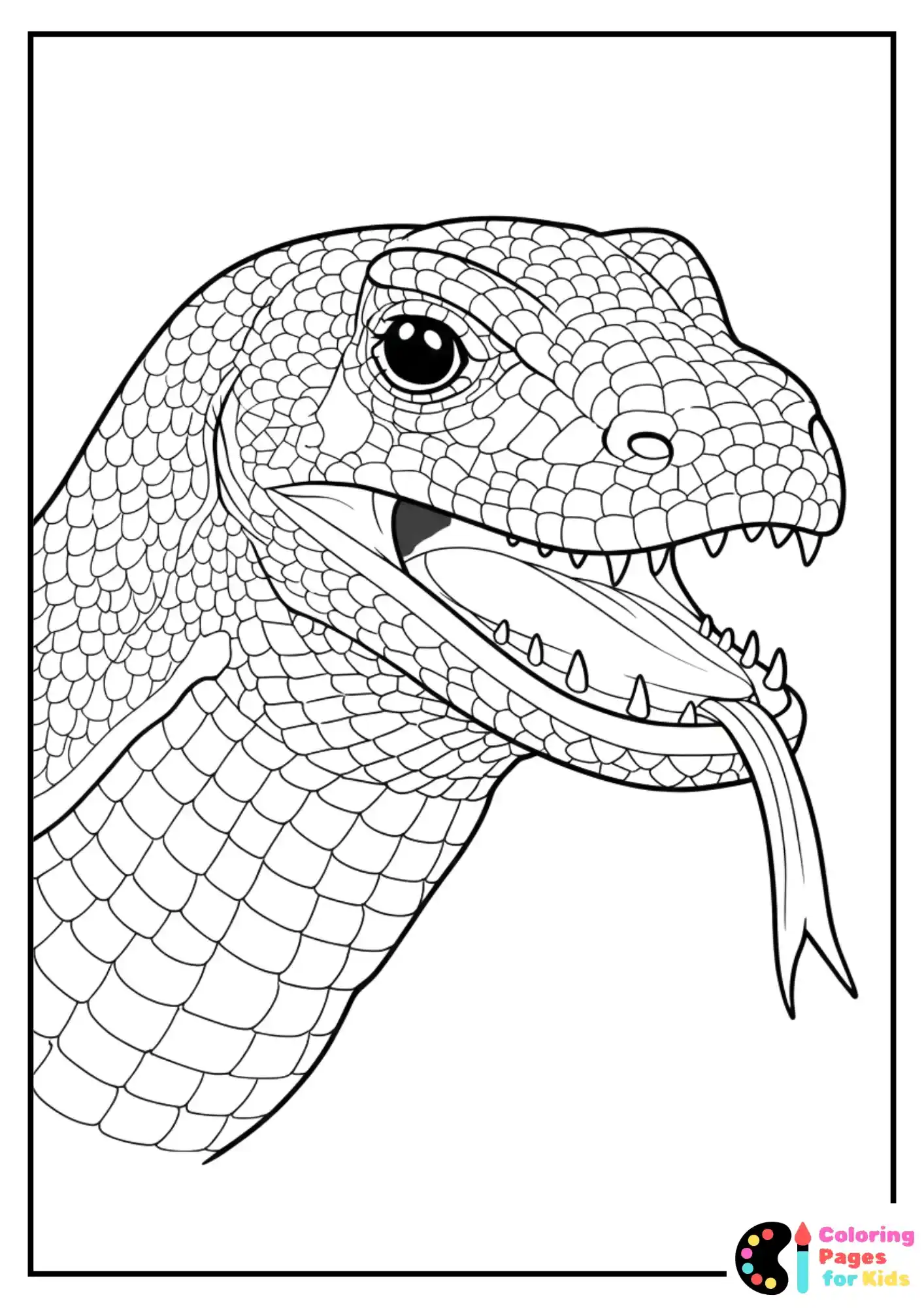 detailed komodo dragon close up coloring sheet