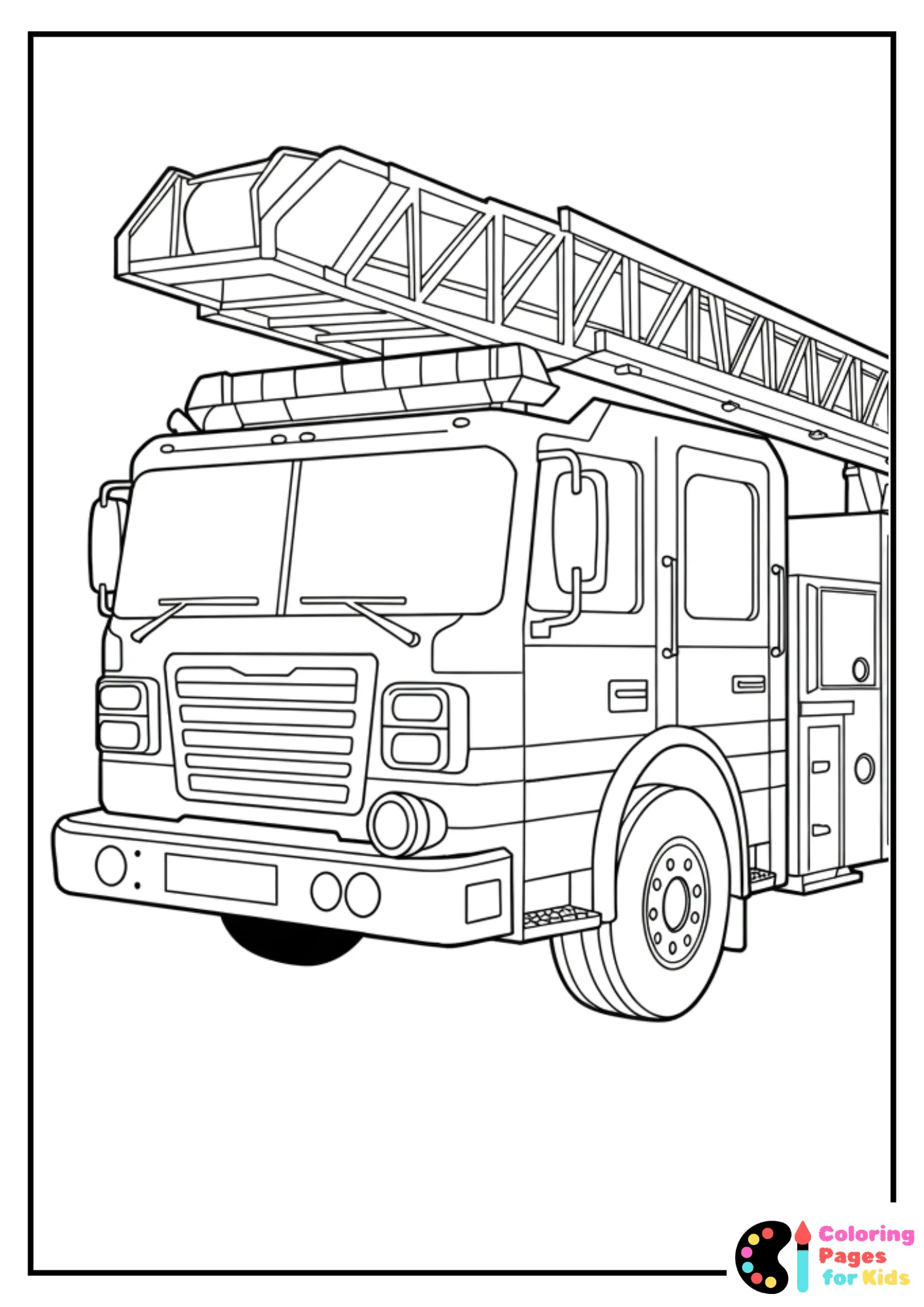 detailed lego fire truck coloring page for kids