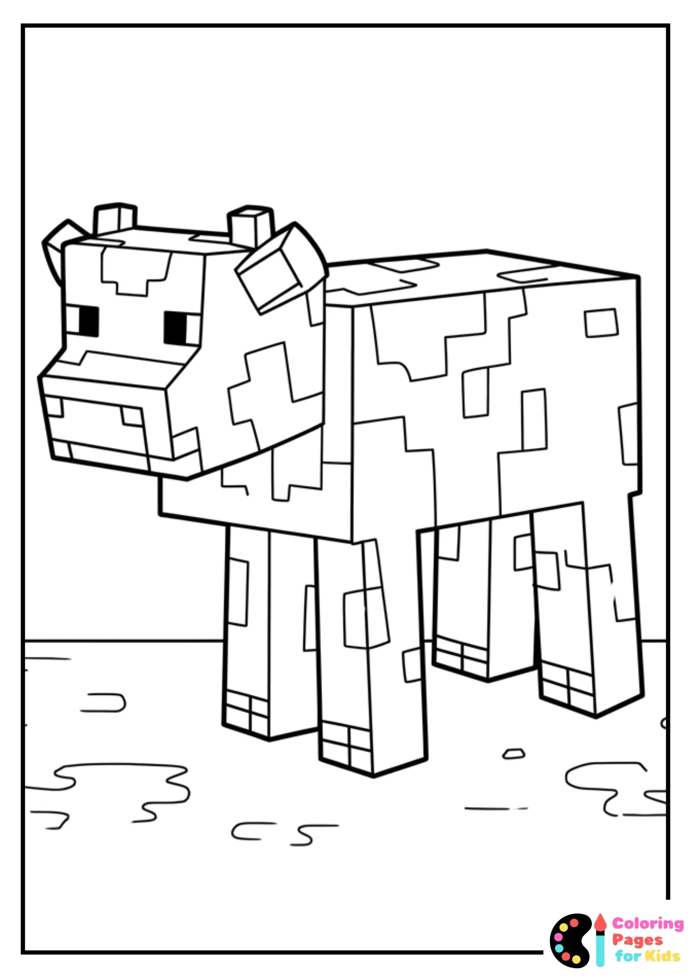 detailed minecraft cow coloring page