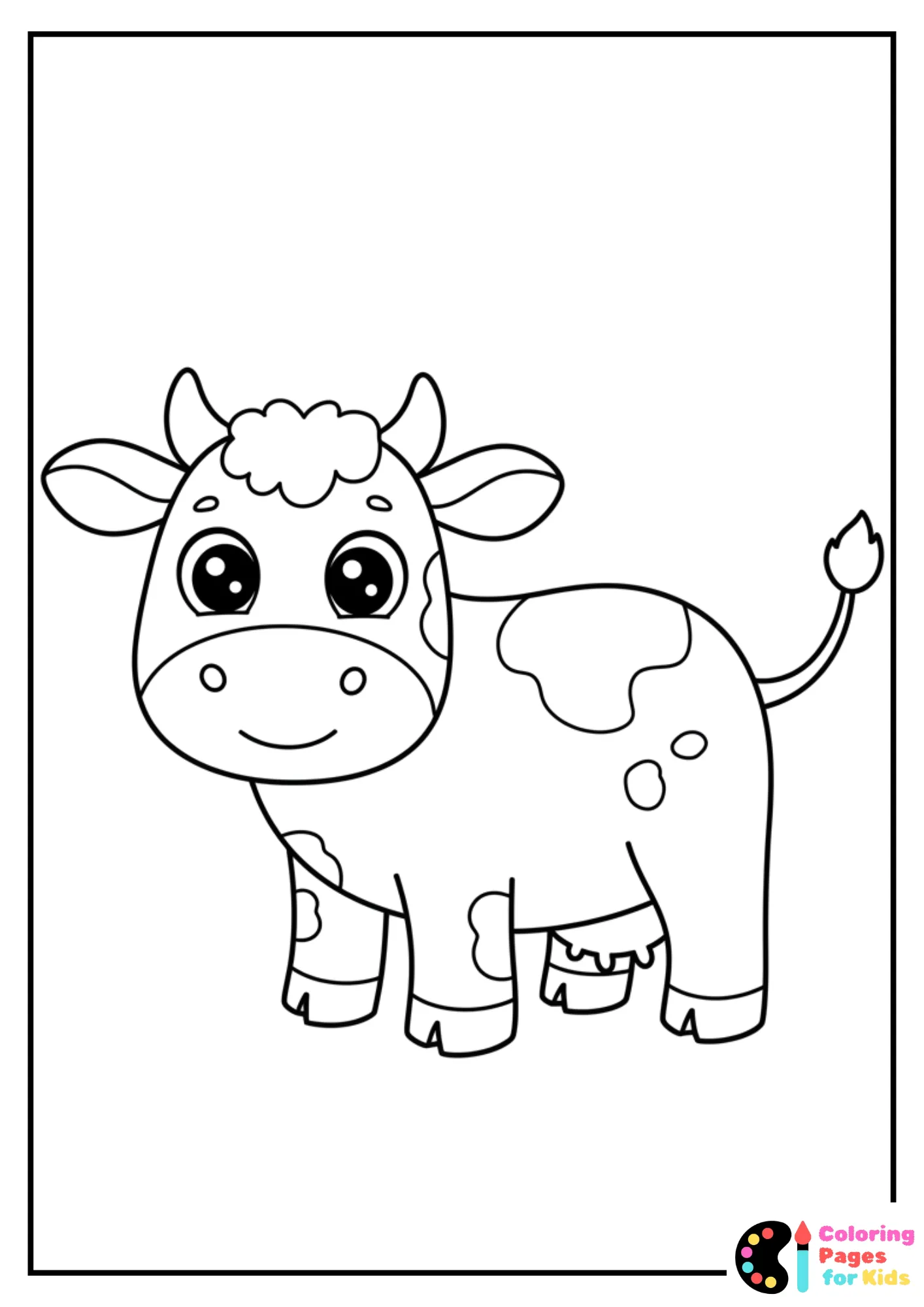 easy baby cow coloring page