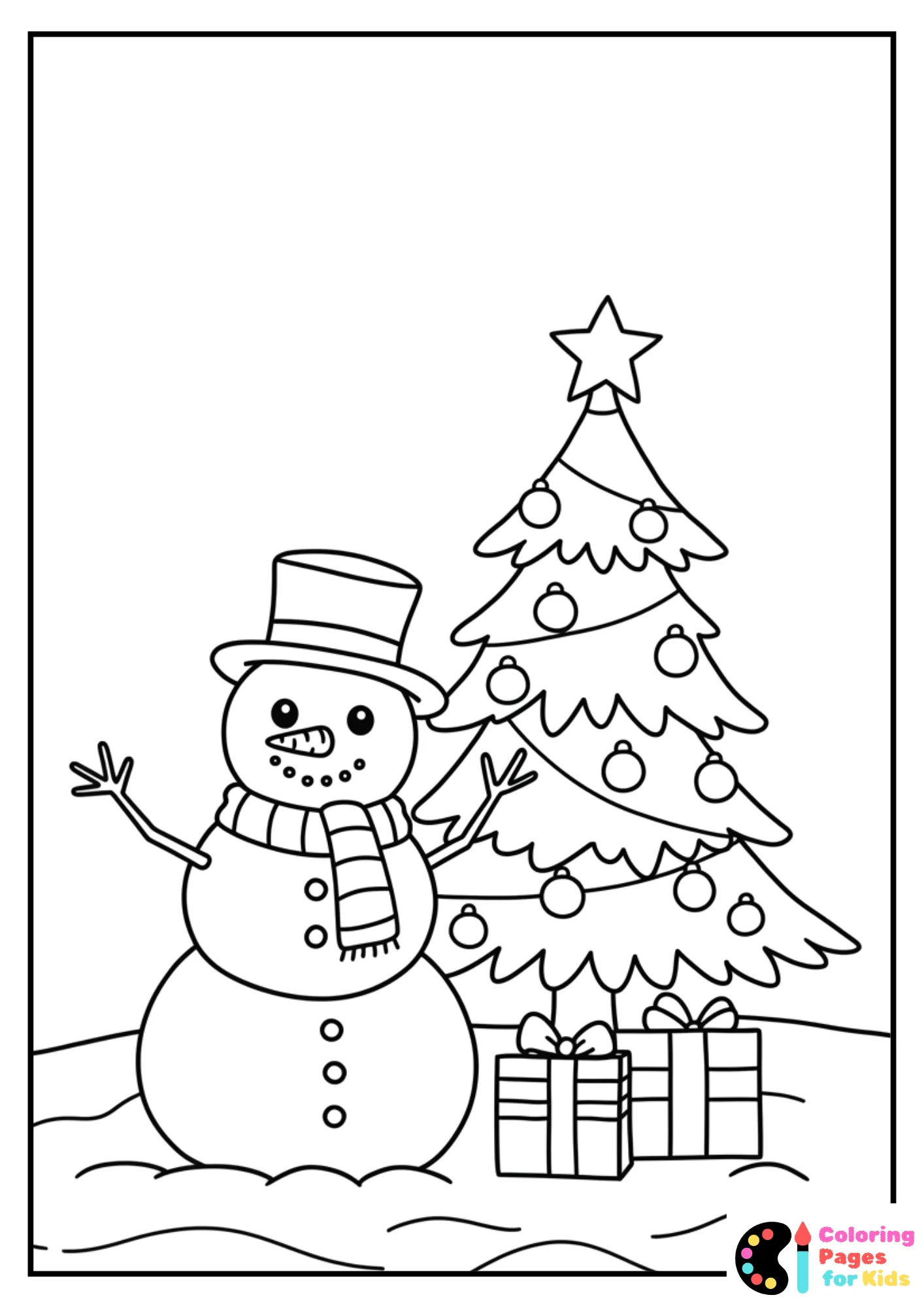 easy christmas tree for kids coloring page for kids
