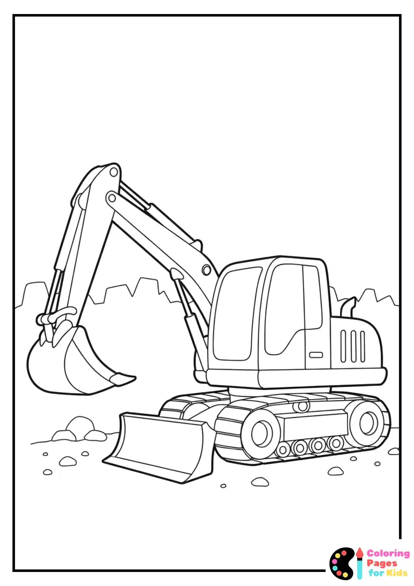 excavator digger coloring sheet