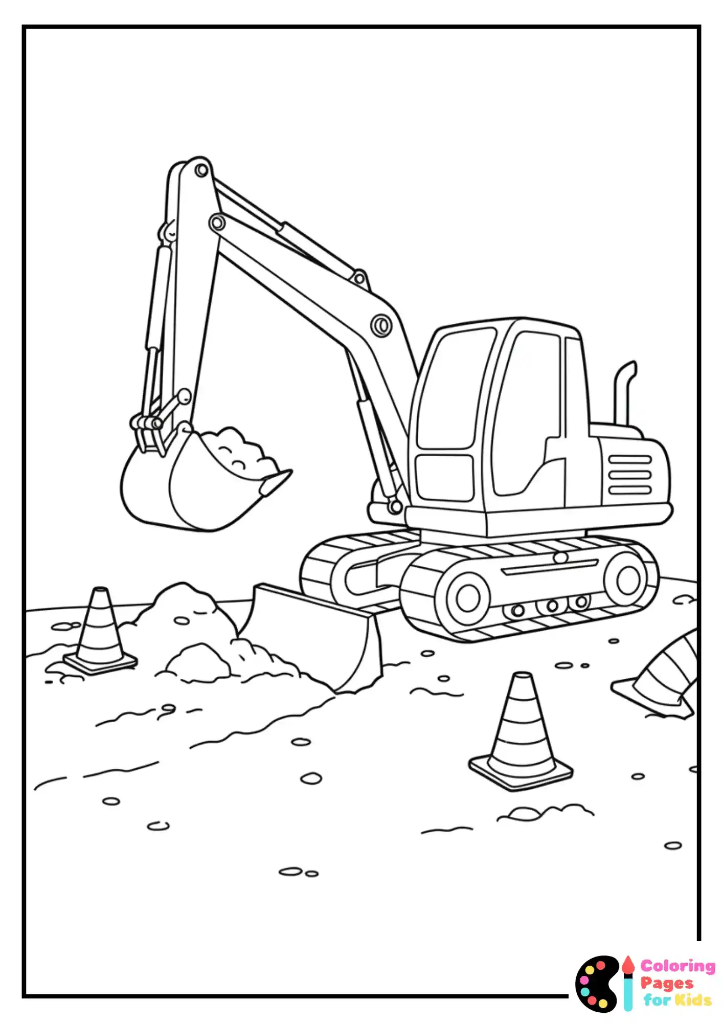 excavator digging coloring sheet