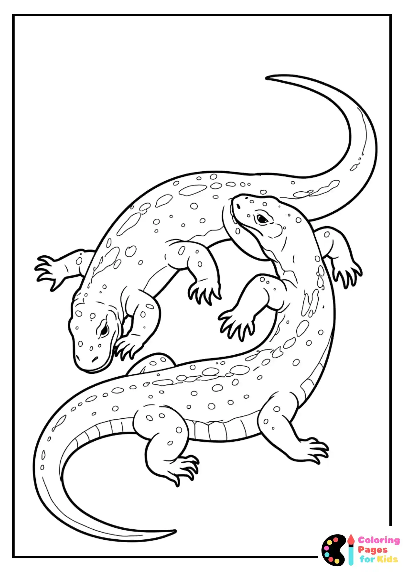 fighting komodo dragons coloring sheet