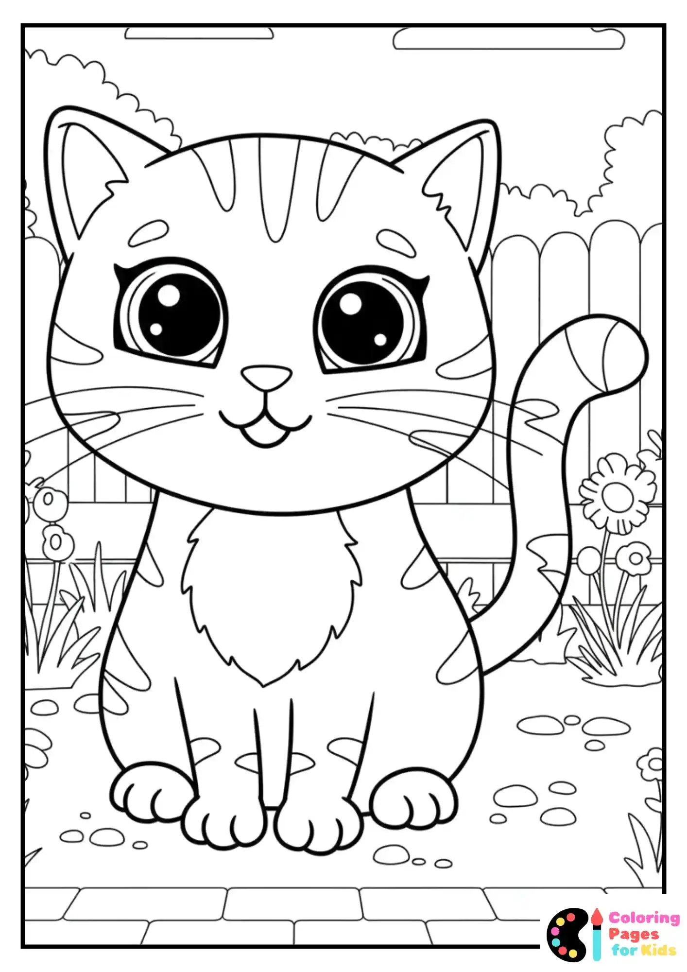 floral patterned cat coloring page
