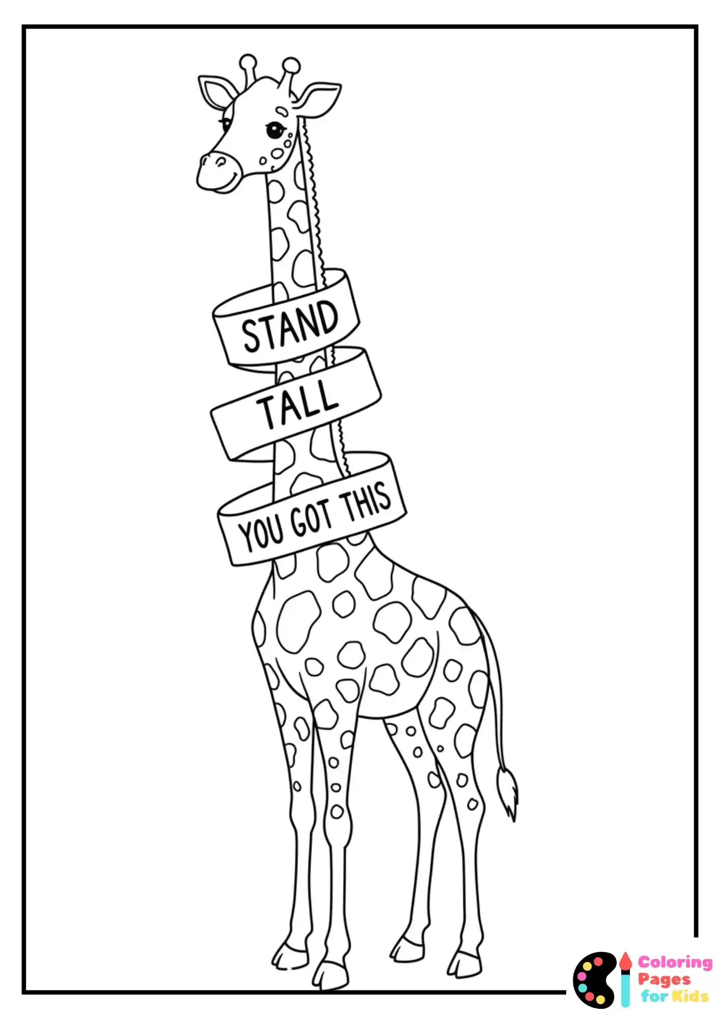 giraffe motivation banner coloring page