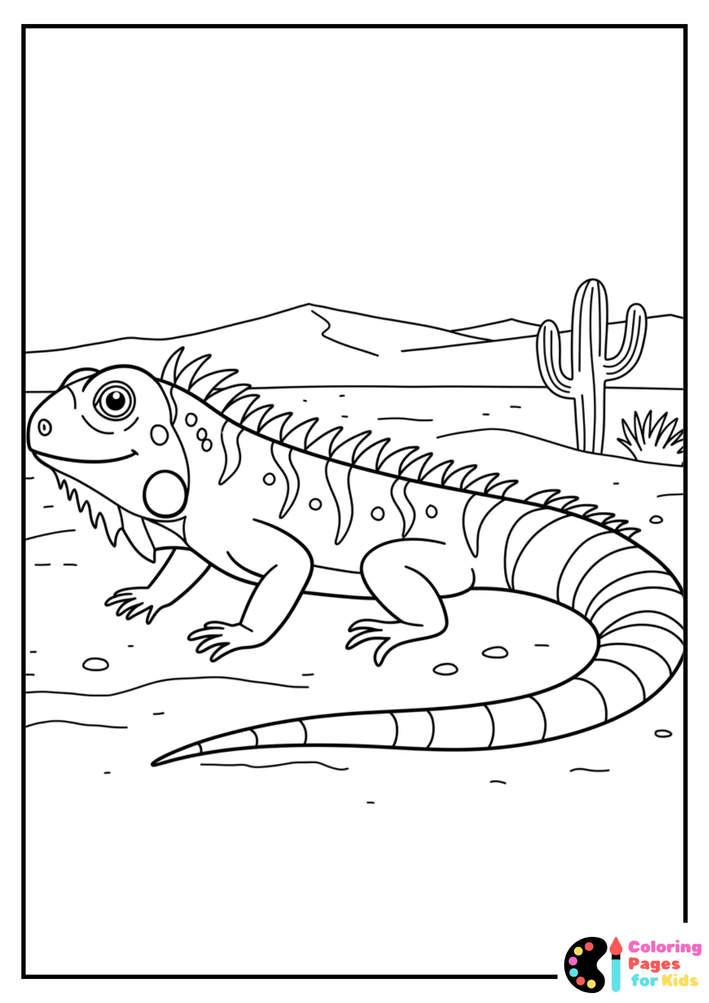 green iguana with striped tail