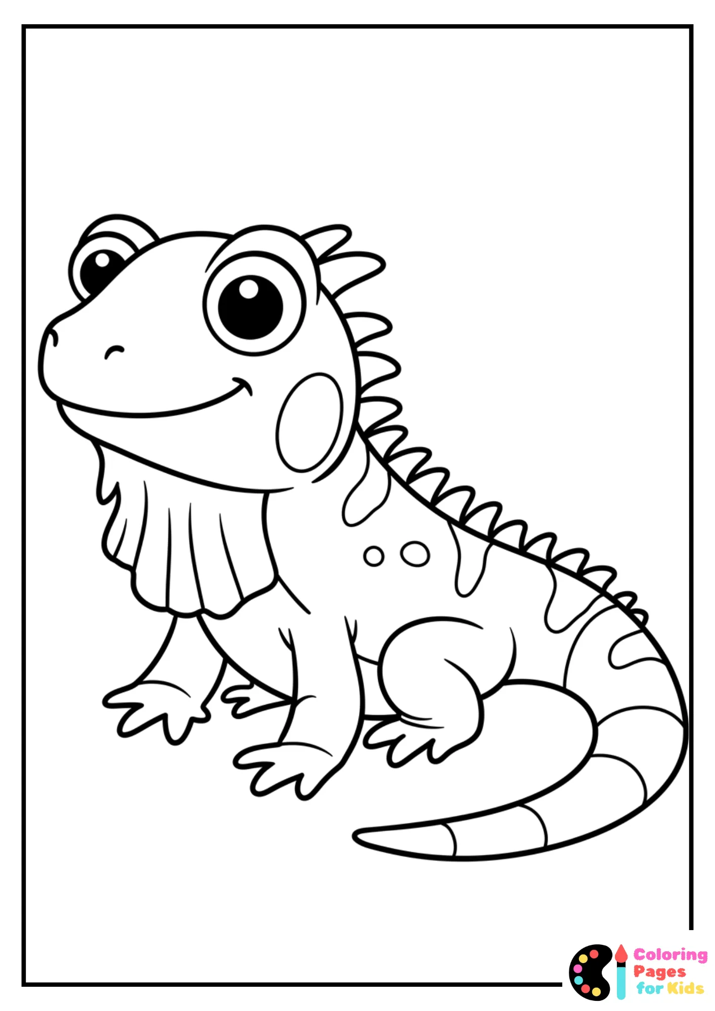 happy cartoon iguana for kids