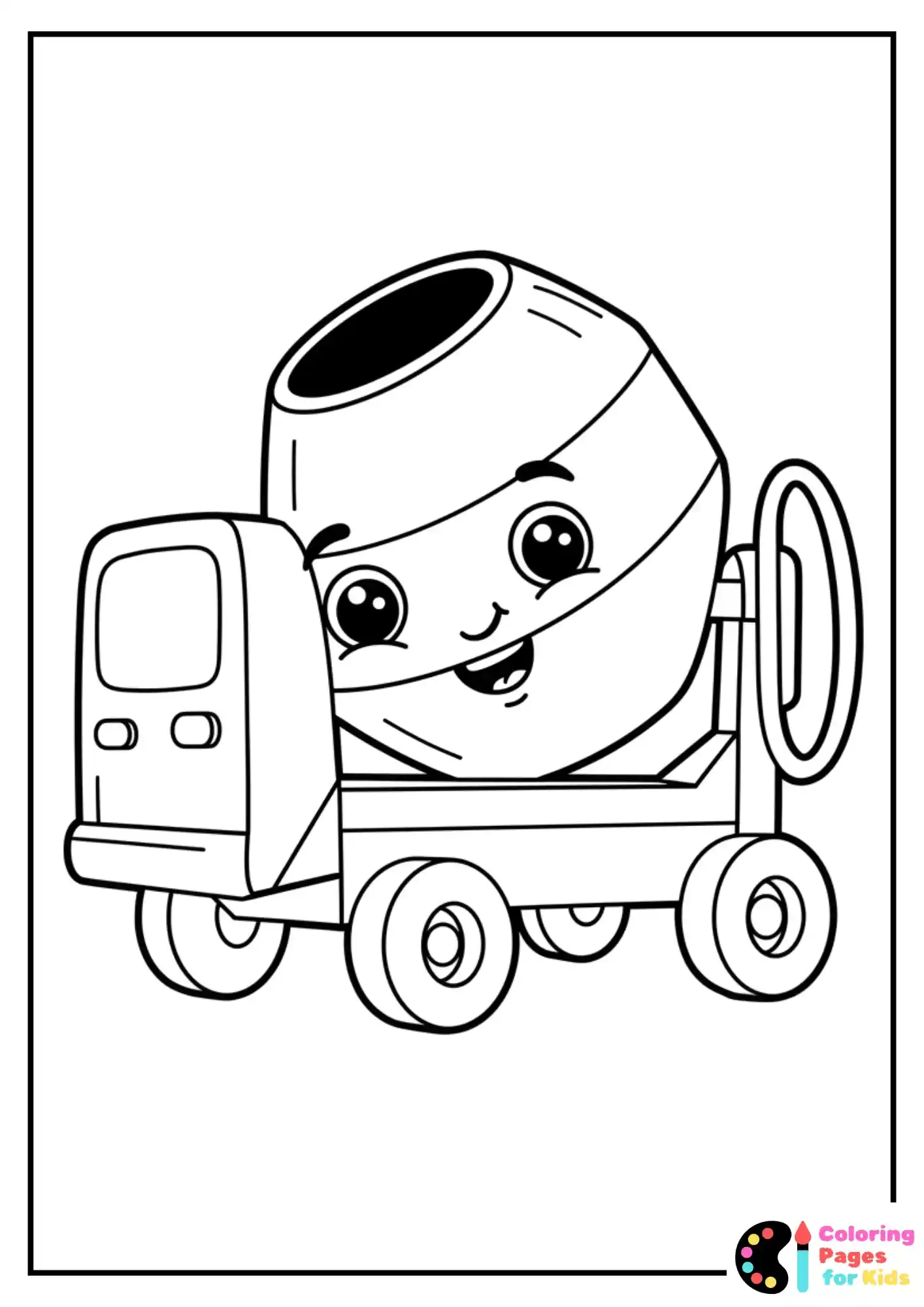 happy cement mixer coloring sheet