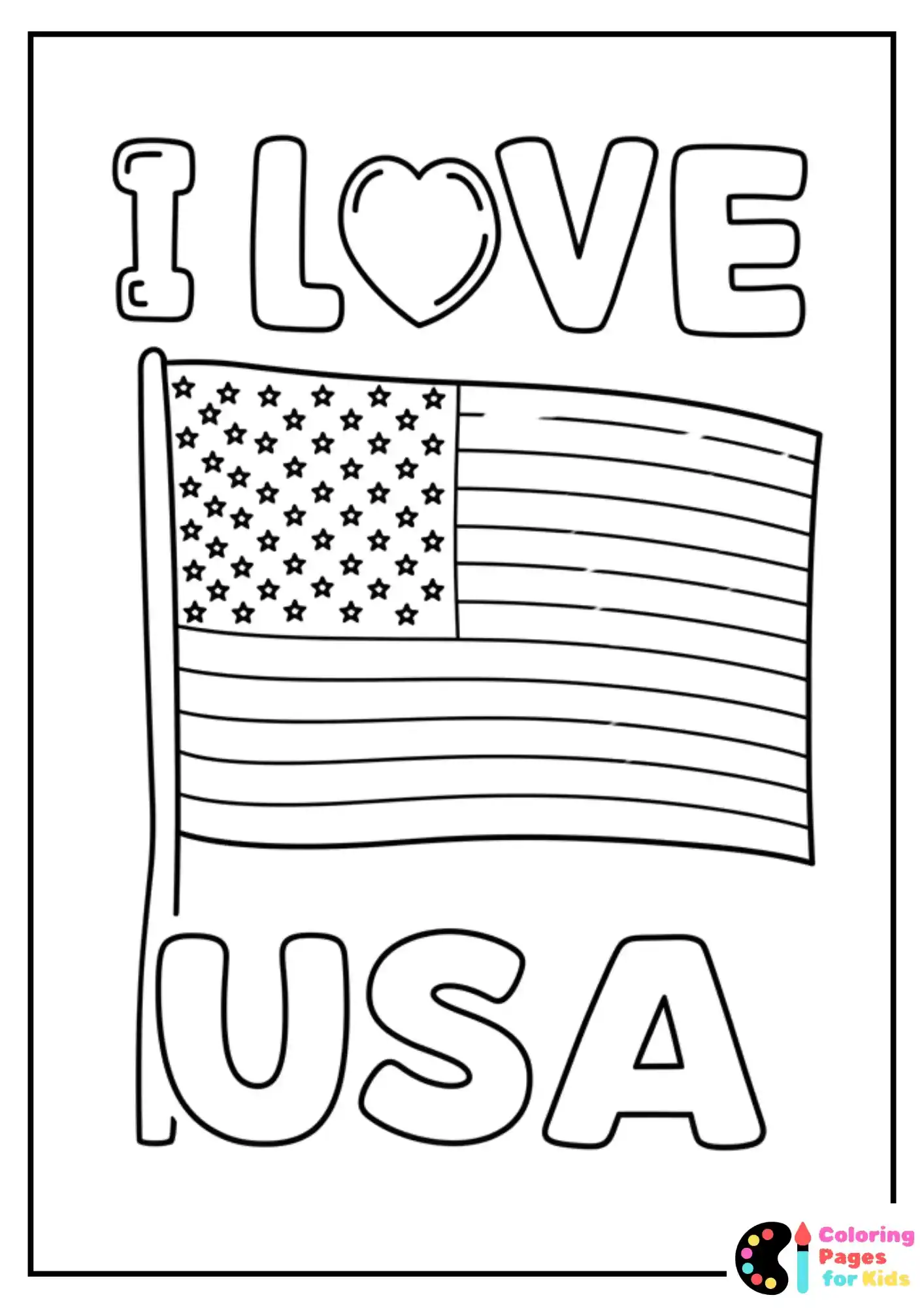 i love usa flag coloring sheet