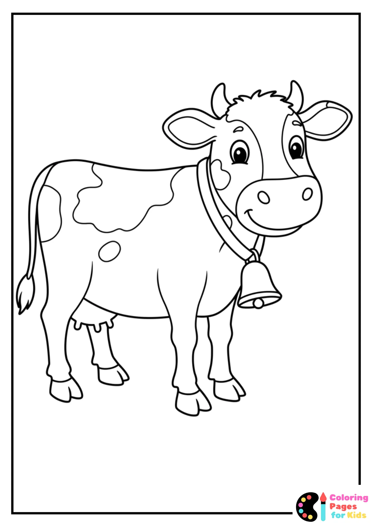 jersey cow with bell coloring page
