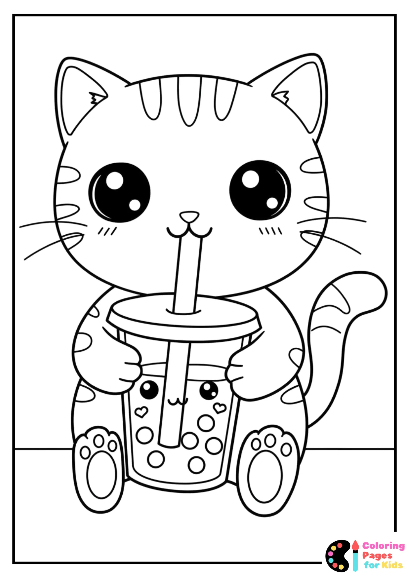 kawaii cat boba tea