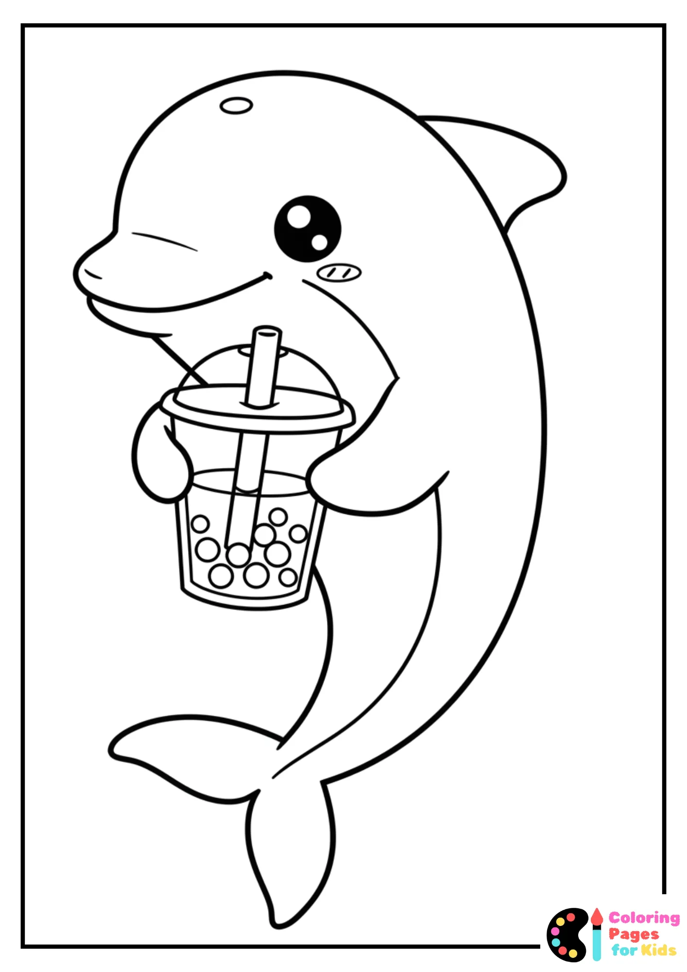 kawaii dolphin boba tea