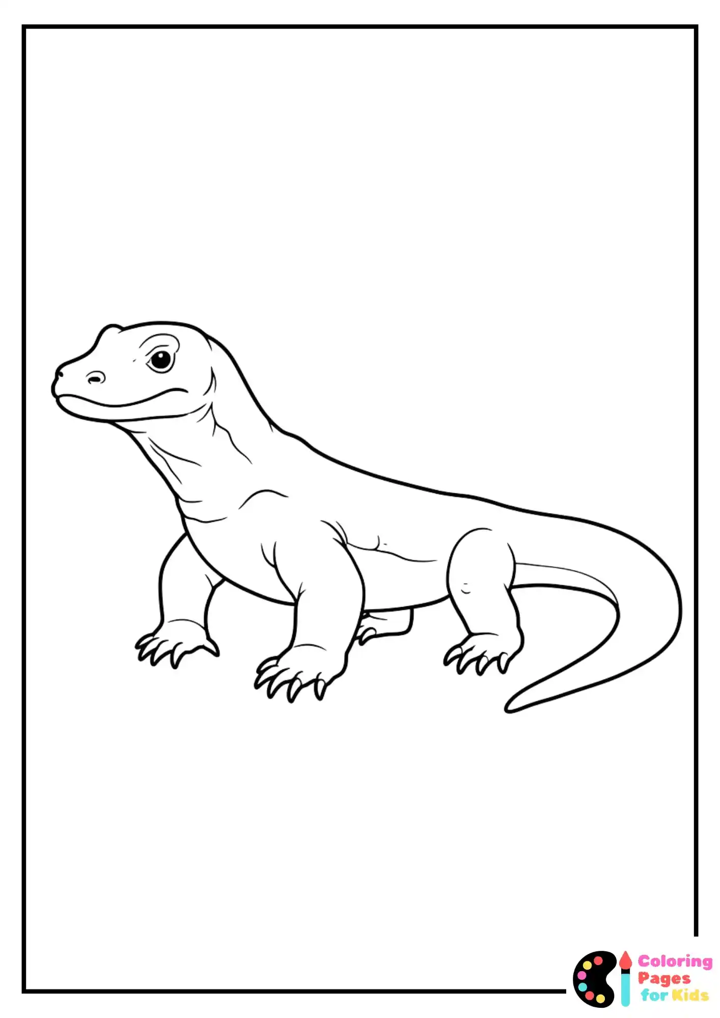 komodo dragon standing coloring page