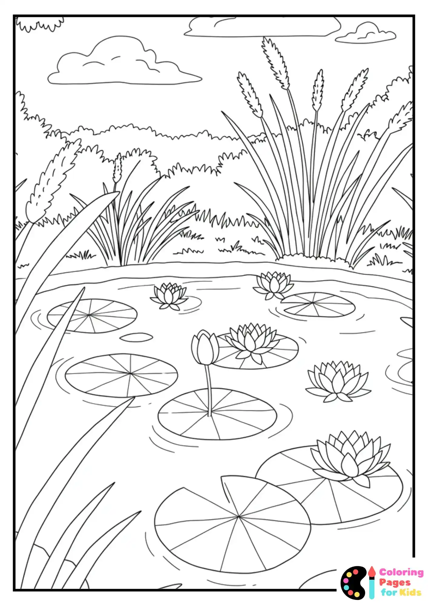 lily pads pond coloring sheet