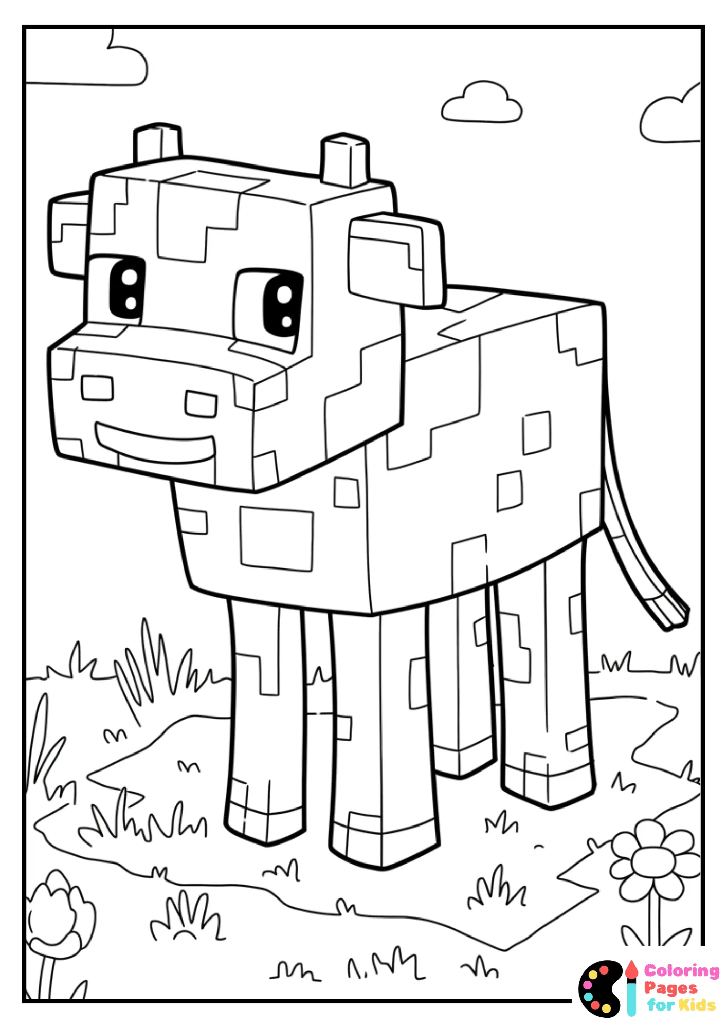 minecraft cow coloring page