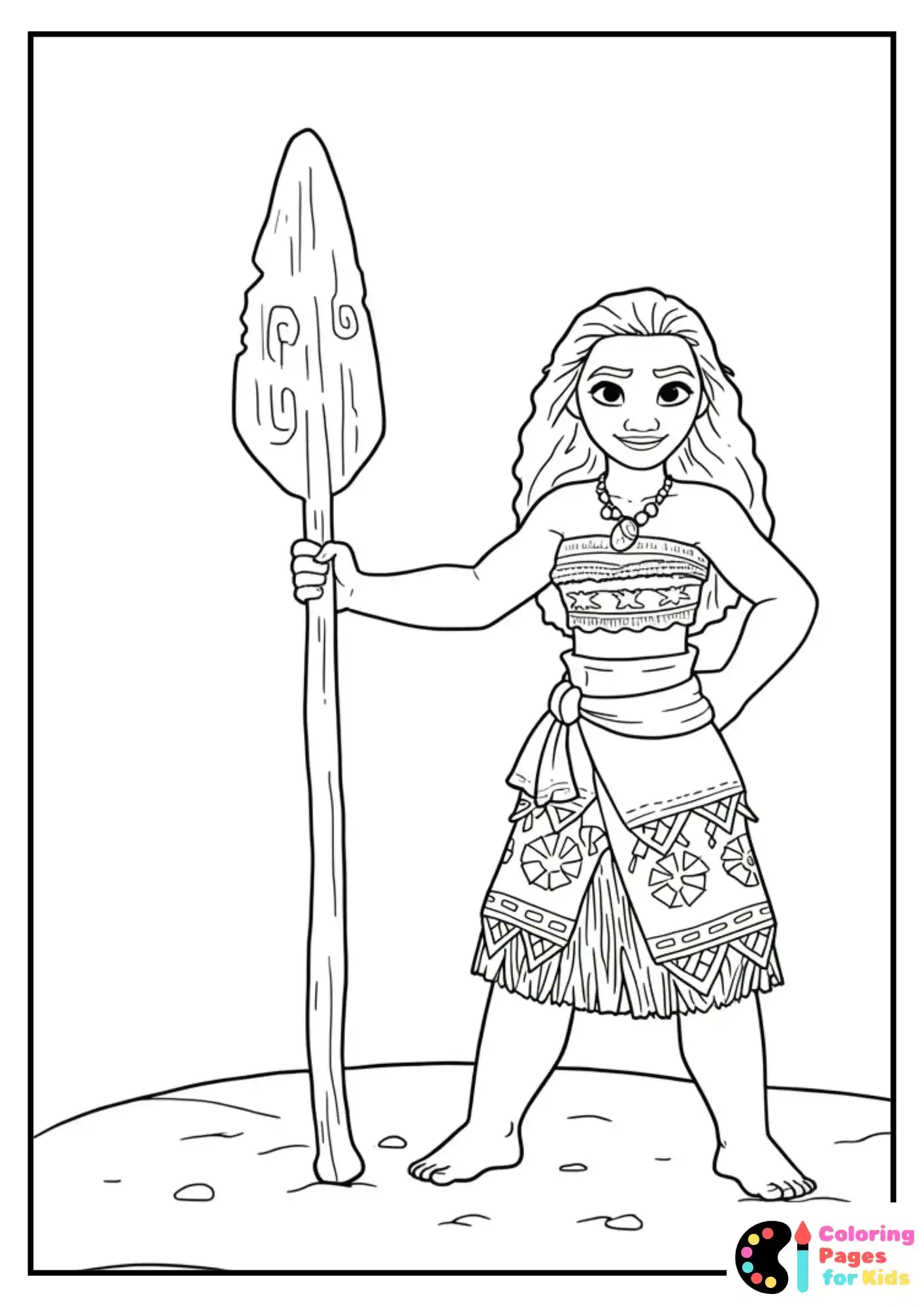moana on beach coloring page
