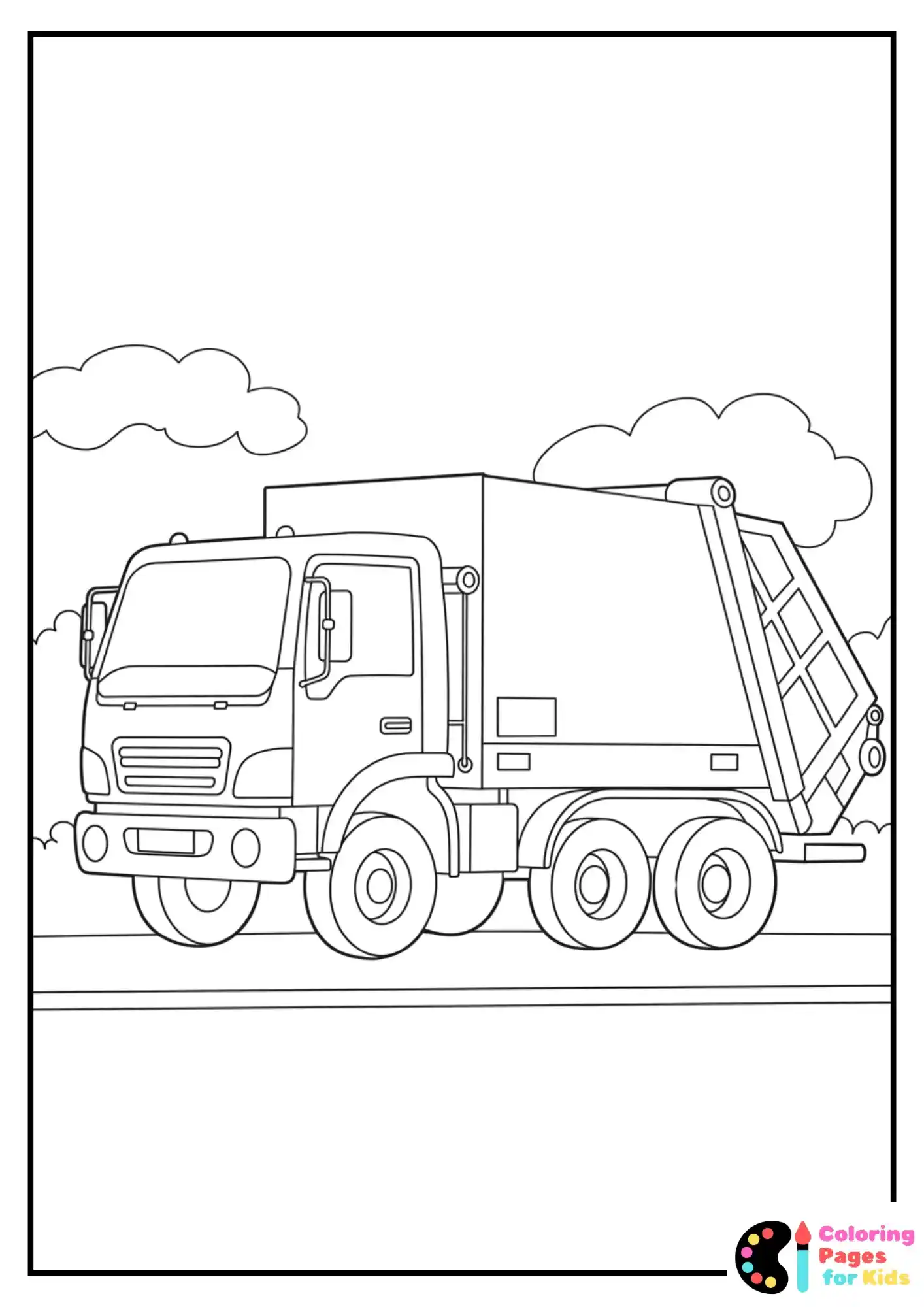 modern garbage truck coloring page
