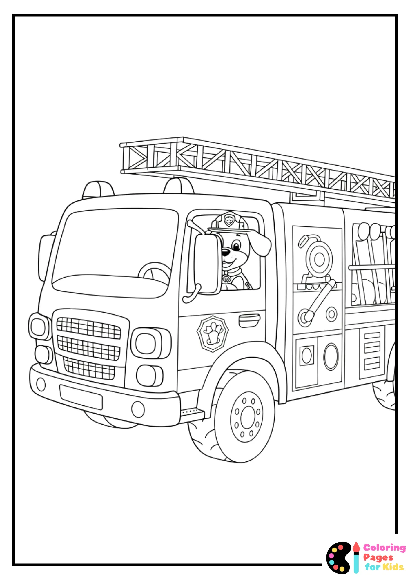 monster fire truck coloring page for kids