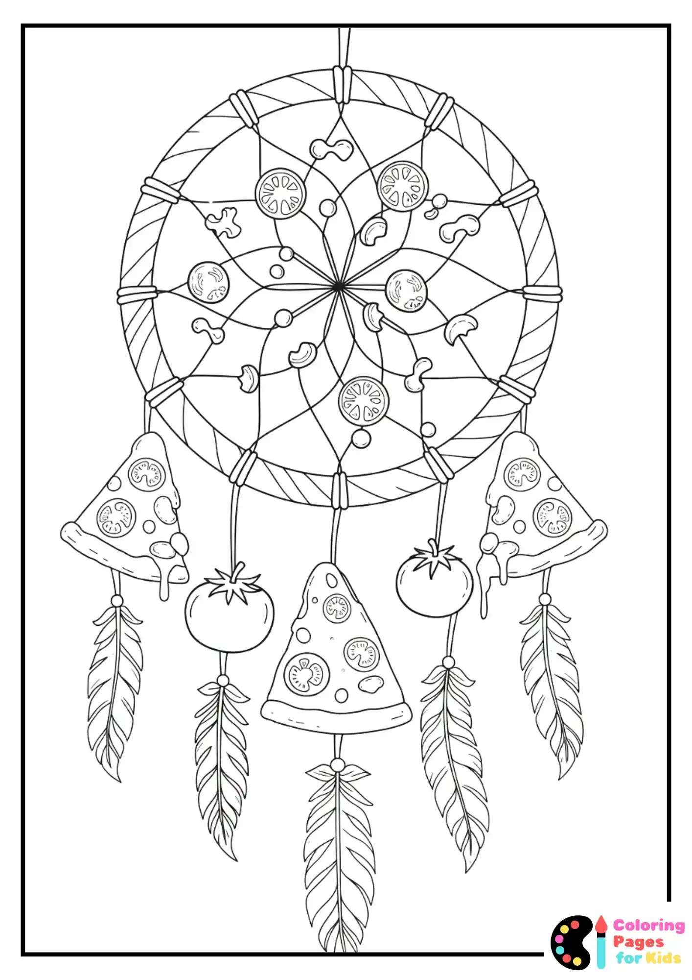 pizza dreamcatcher coloring sheet