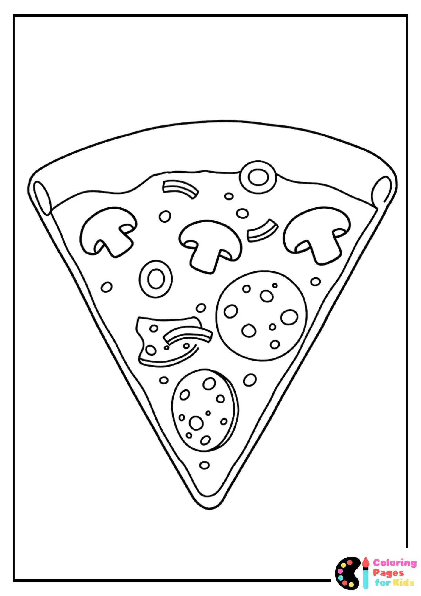 pizza with mushrooms and olives coloring sheet