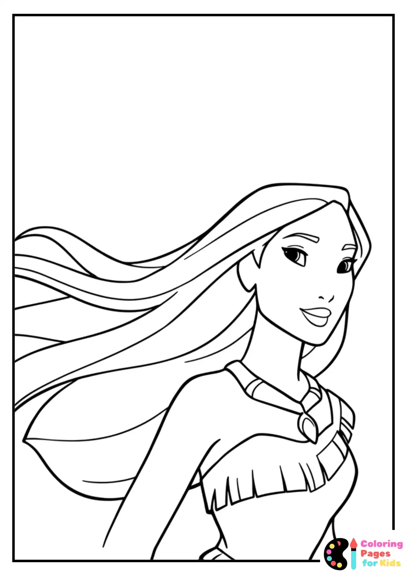 pocahontas wind hair coloring page