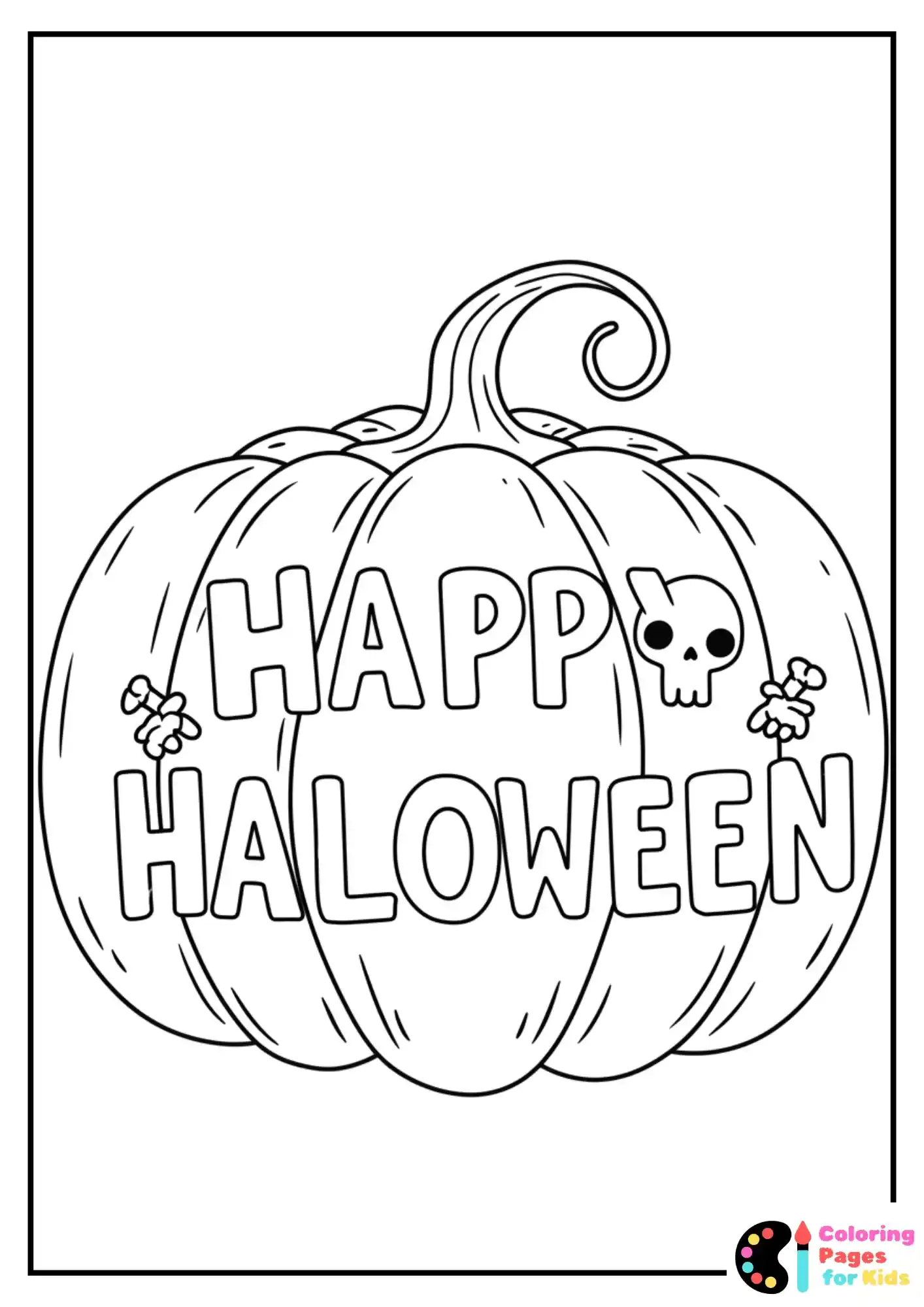 pumpkin with halloween text coloring page