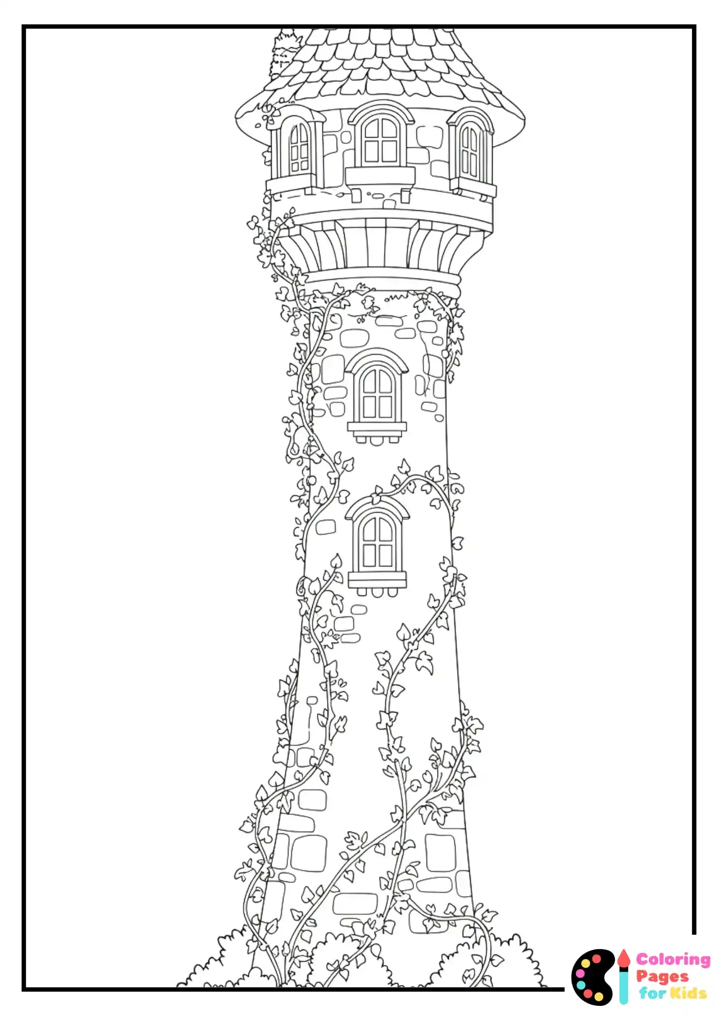 rapunzel tower coloring page