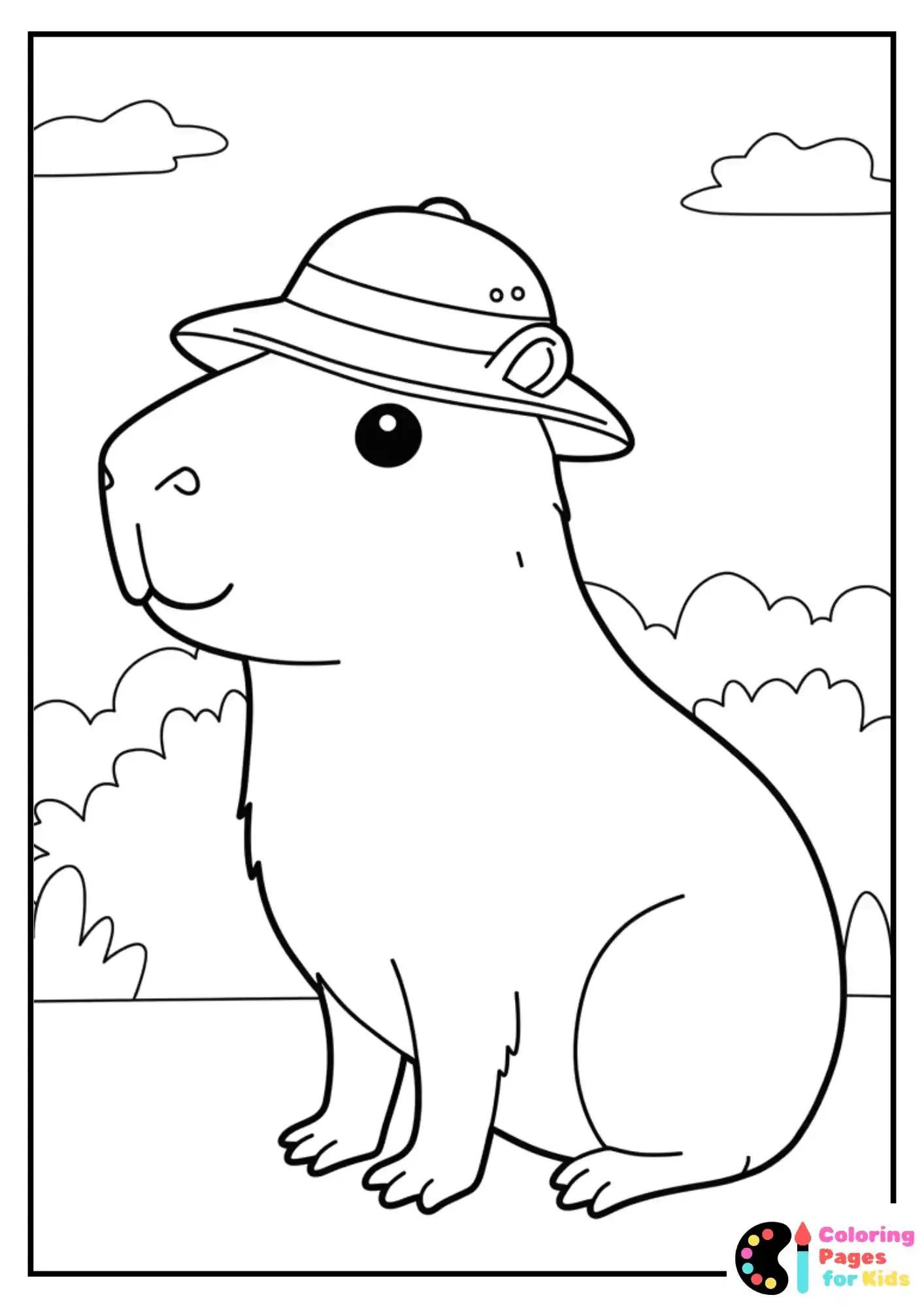 safari capybara adventure coloring page
